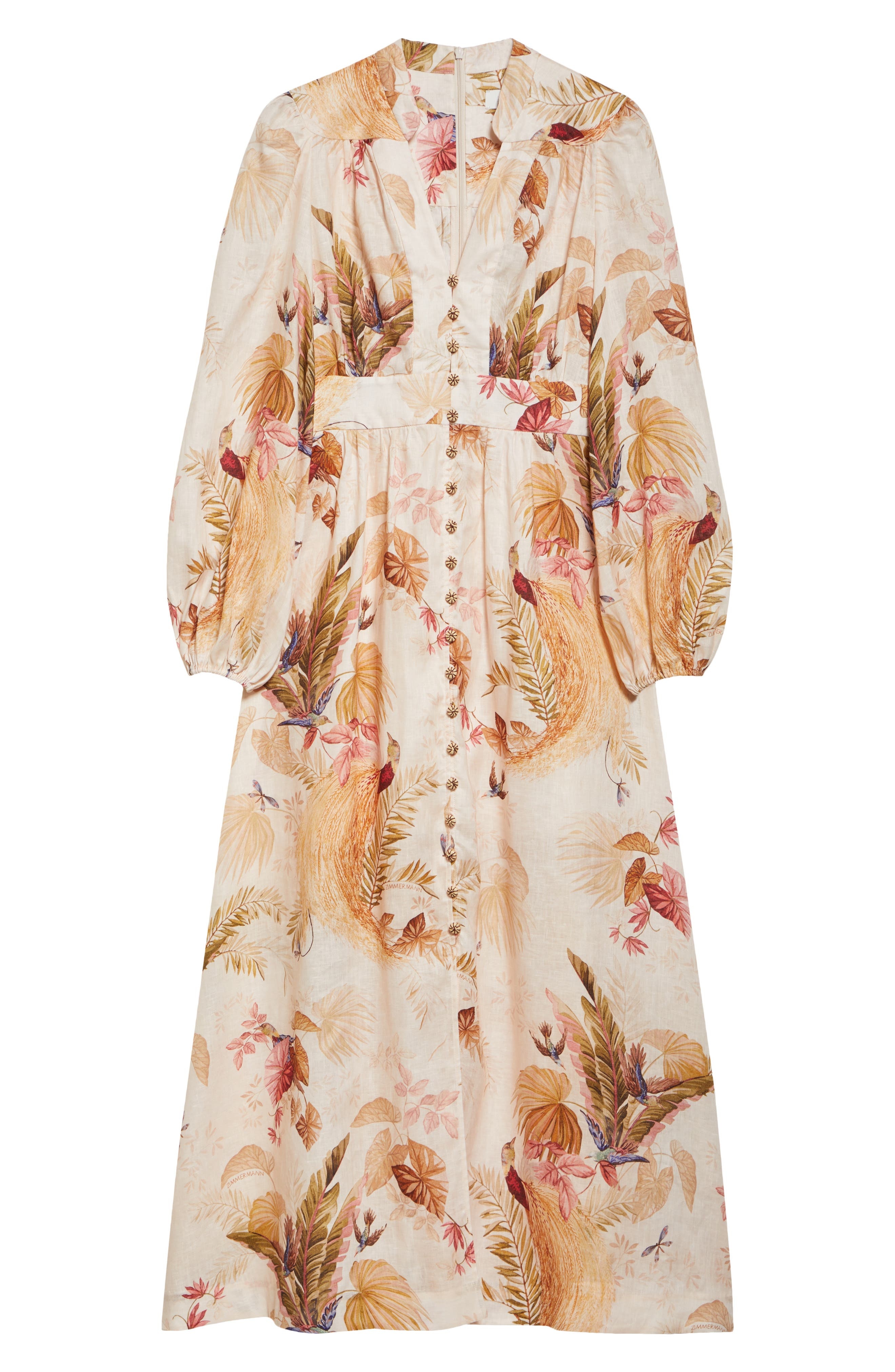 Zimmermann Ascension Print Linen Midi Dress in Cream Palm Floral at Nordstrom - 5