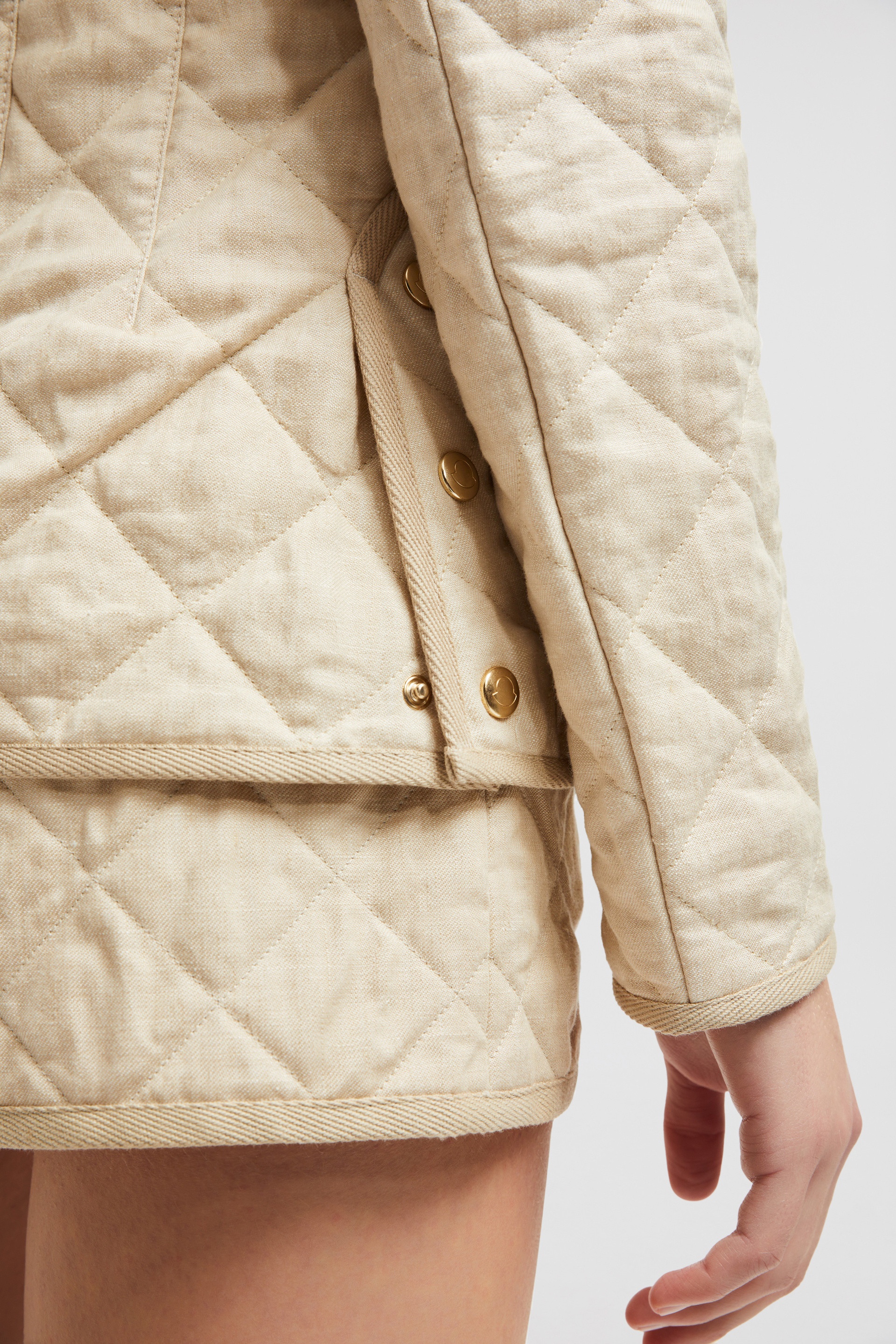 Moncler Uzes Diamond-Quilted Padded Linen Jacket | REVERSIBLE