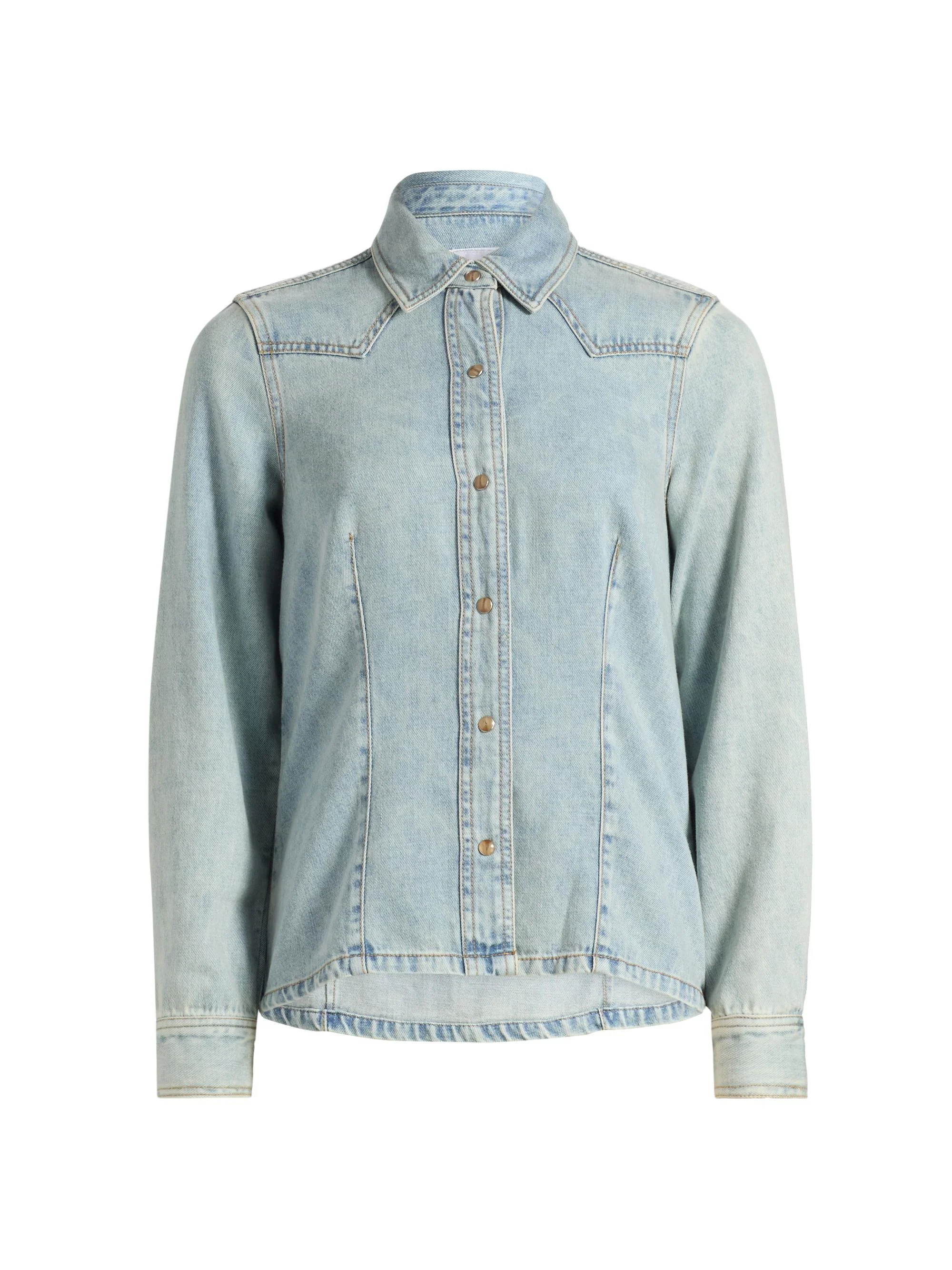 Women's Taiana Snap-Front Cotton-Blend Shirt - Bleached Indigo - 1