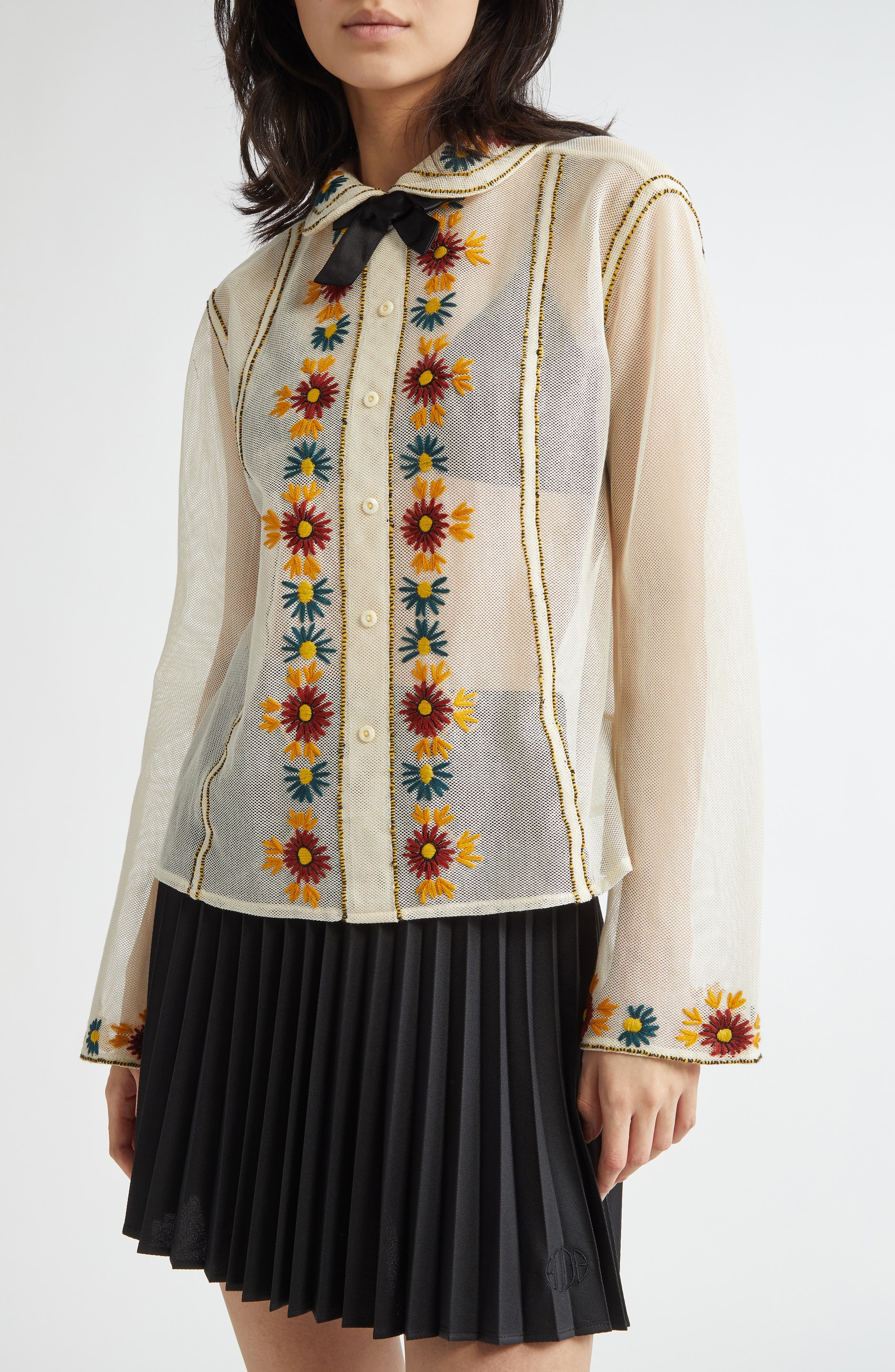 Bode Candyfloss Cotton Blouse in White Multi at Nordstrom - 5
