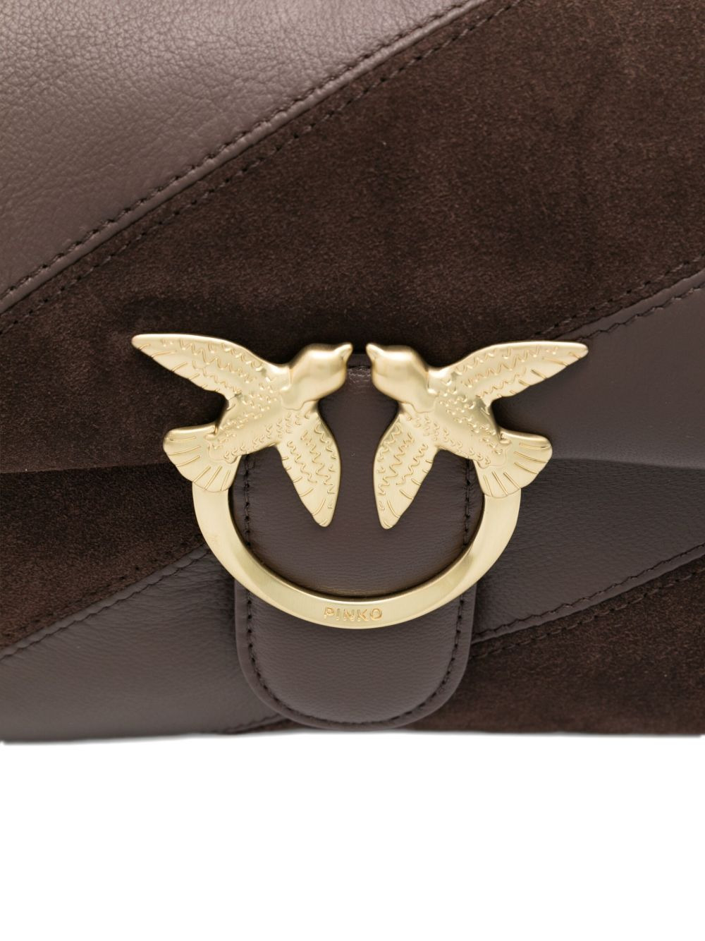 Love leather-suede diagonal-stripe shoulder bag - 4