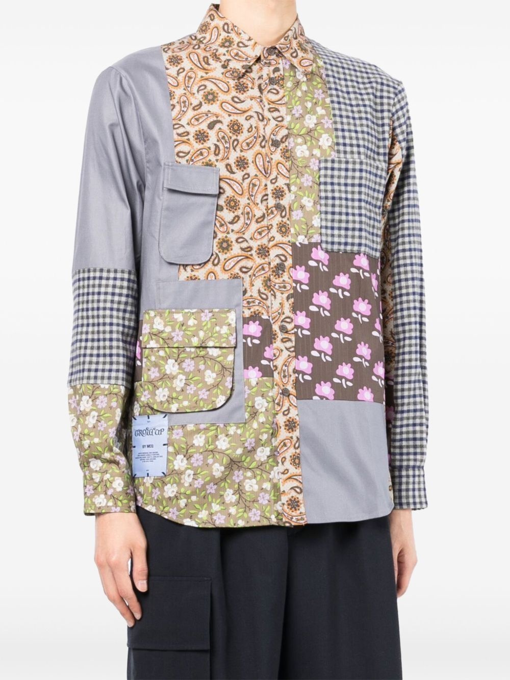 patchwork-design shirt - 3