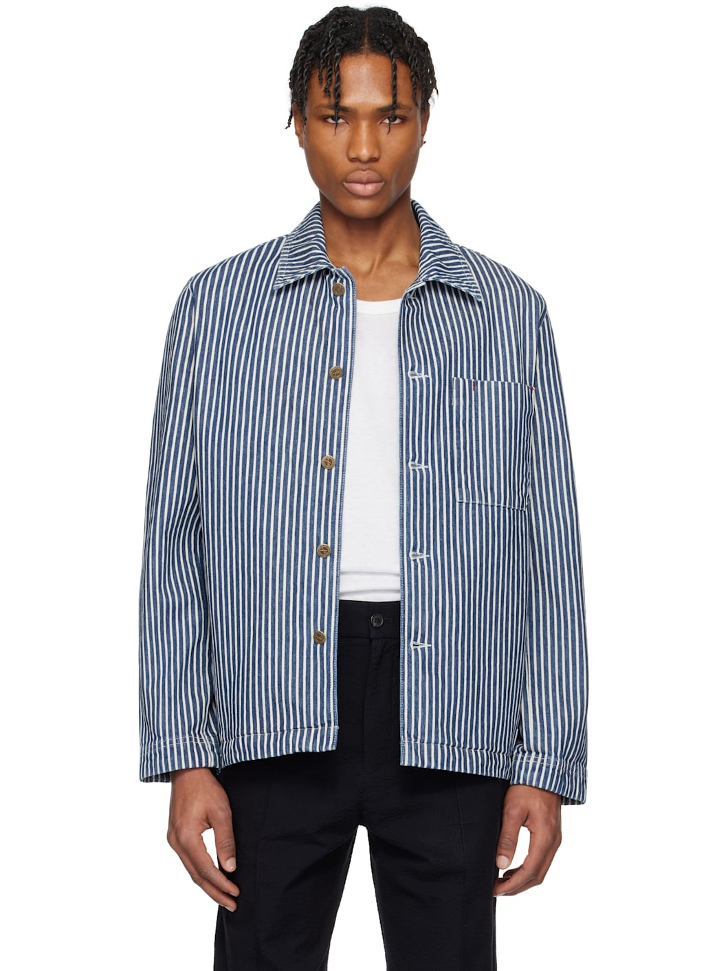 A. P.C. Navy & Off-White Raphael Denim Jacket - 1