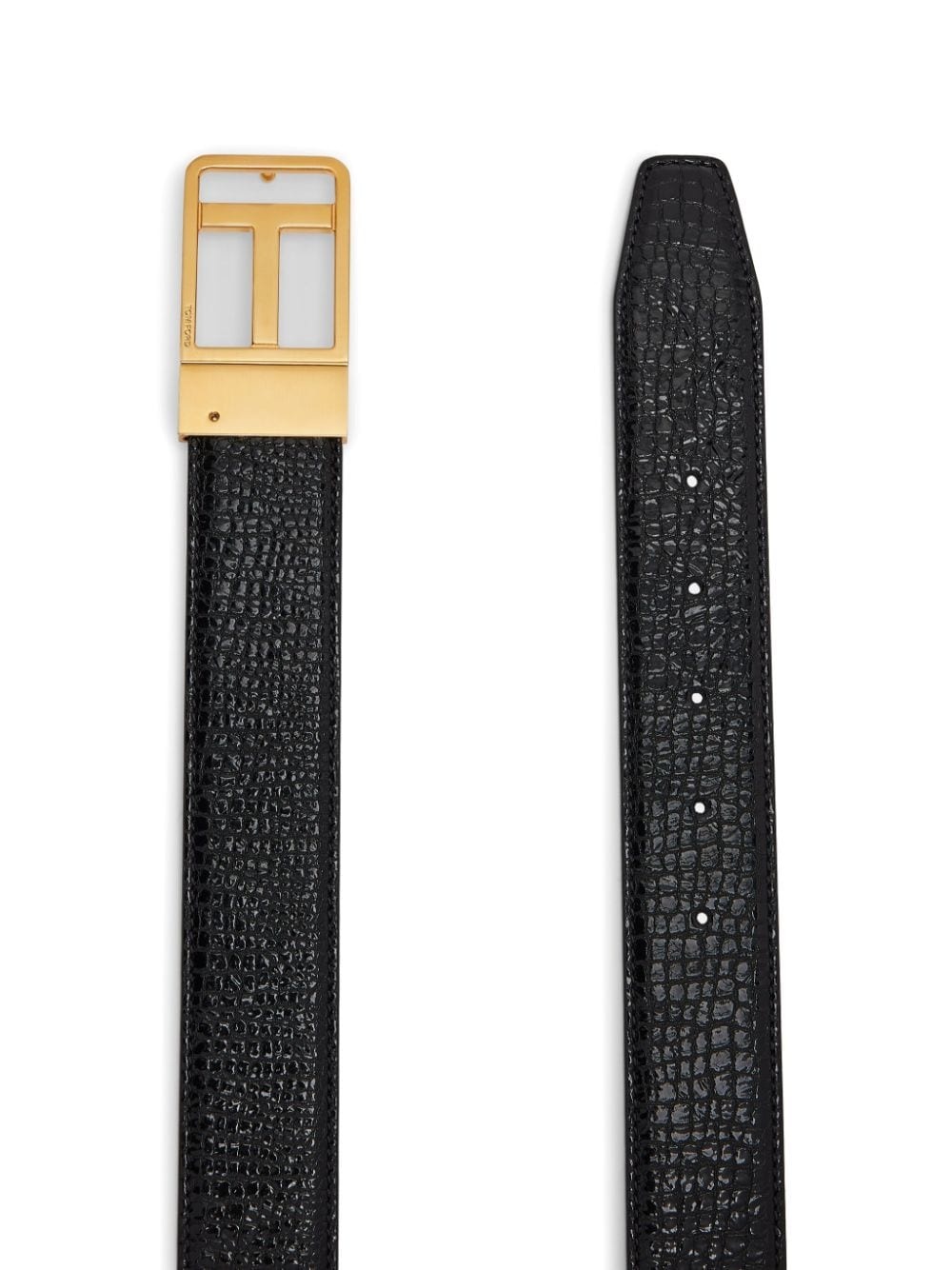 logo-buckle leather belt - 2
