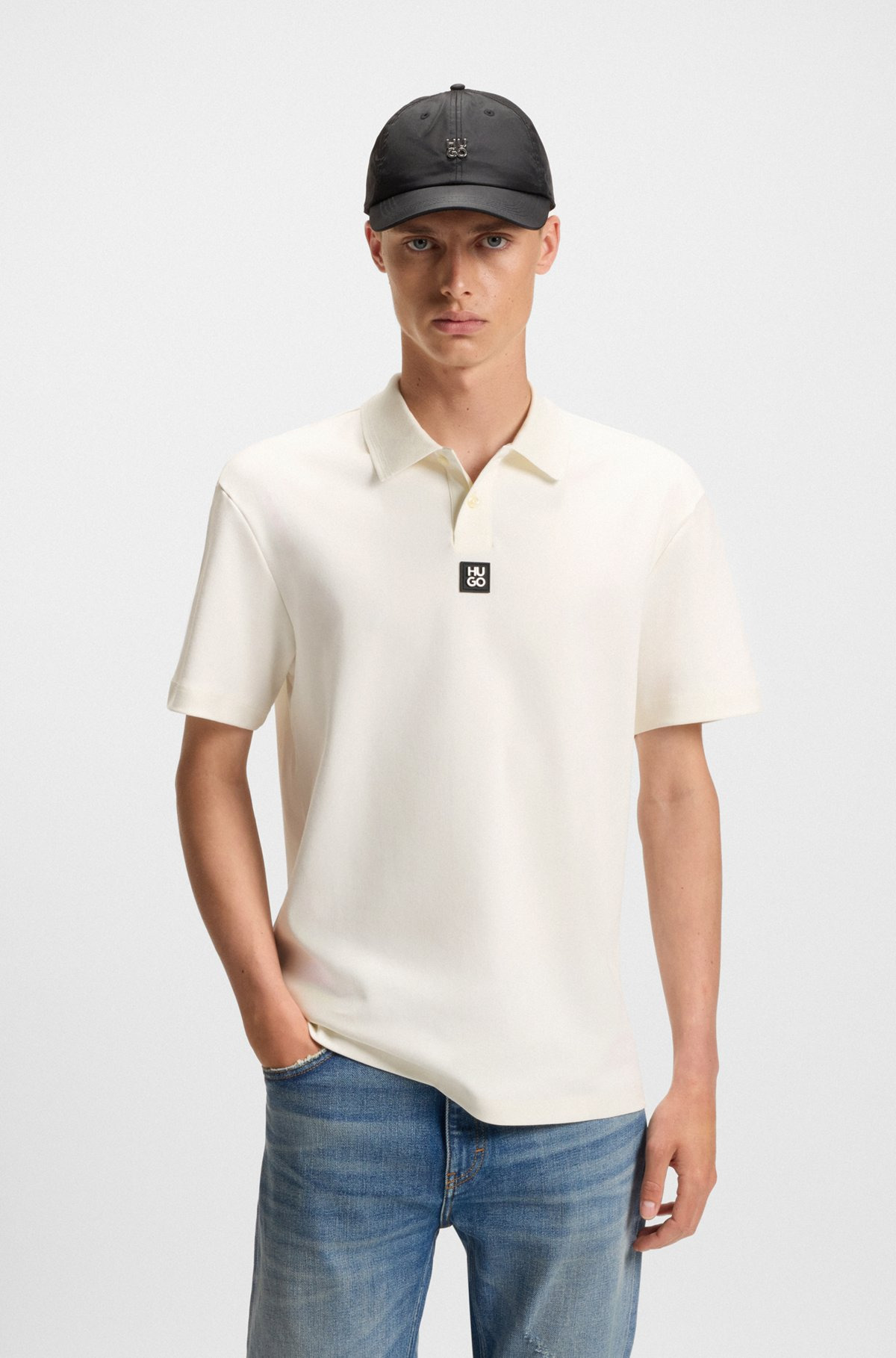 INTERLOCK-COTTON POLO SHIRT WITH STACKED LOGO - 2