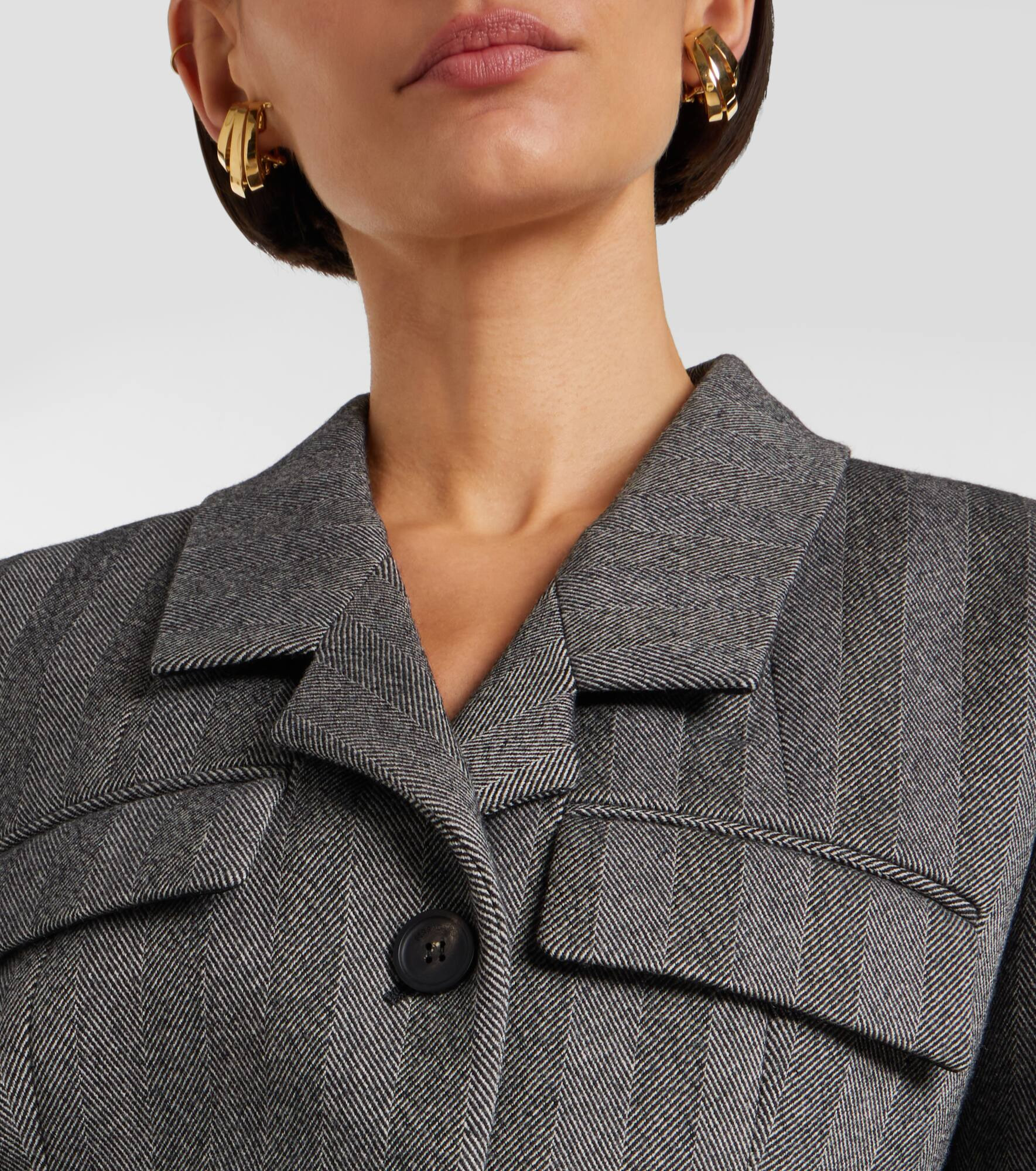 Herringbone wool-blend blazer - 4