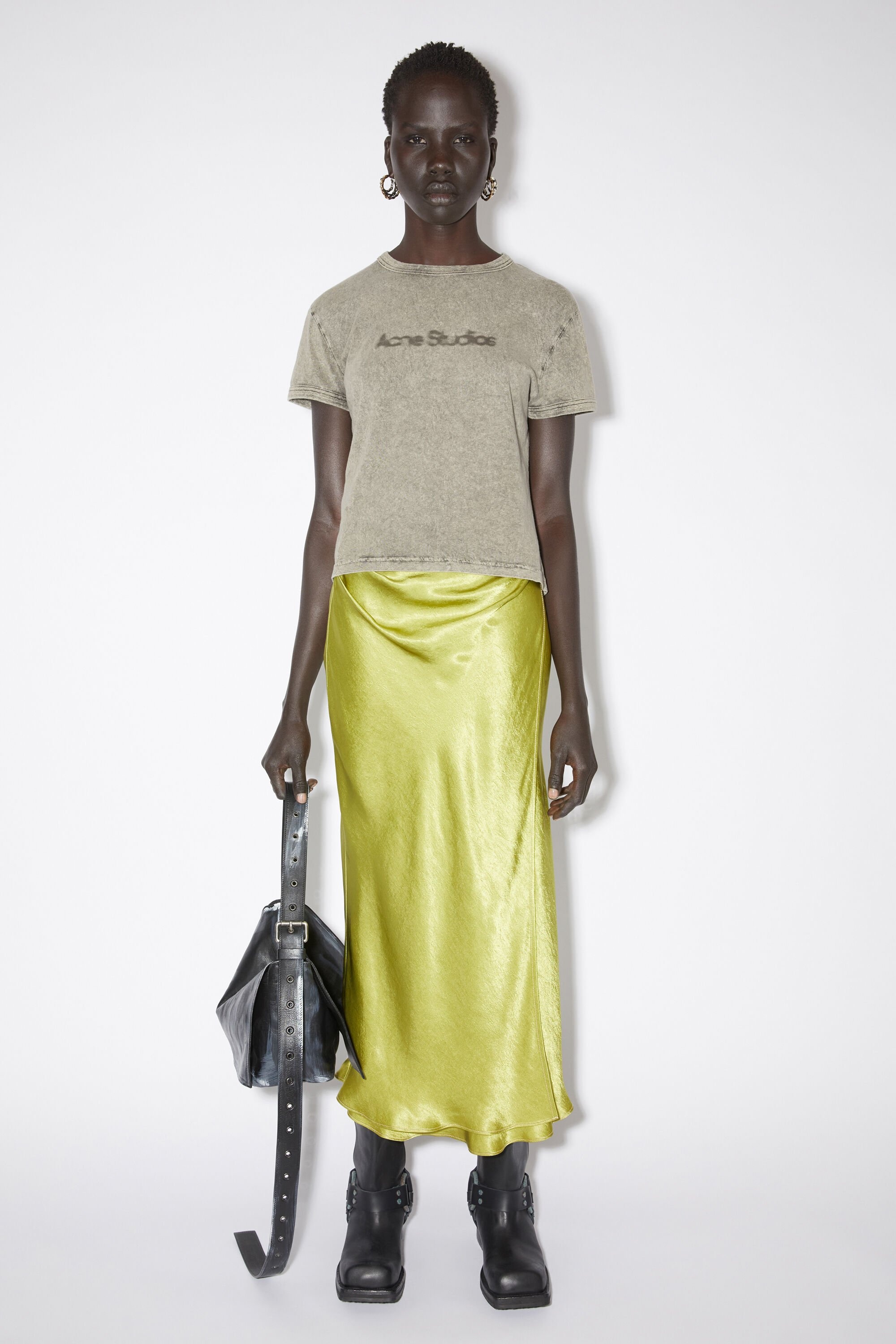 Satin wrap skirt - Light olive - 2
