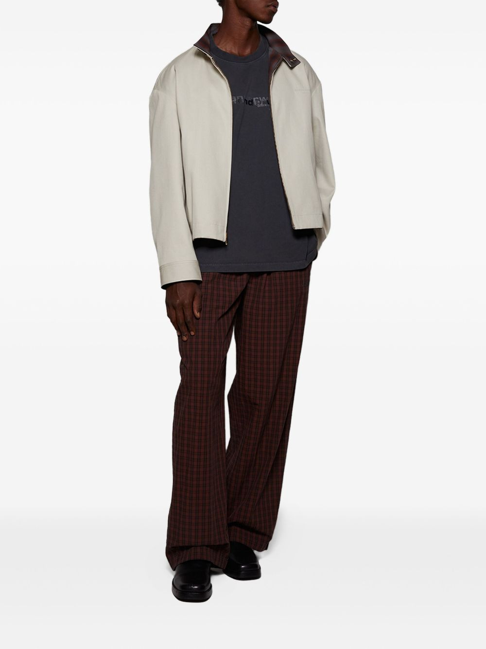 plaid-pattern elastic-waist trousers - 2