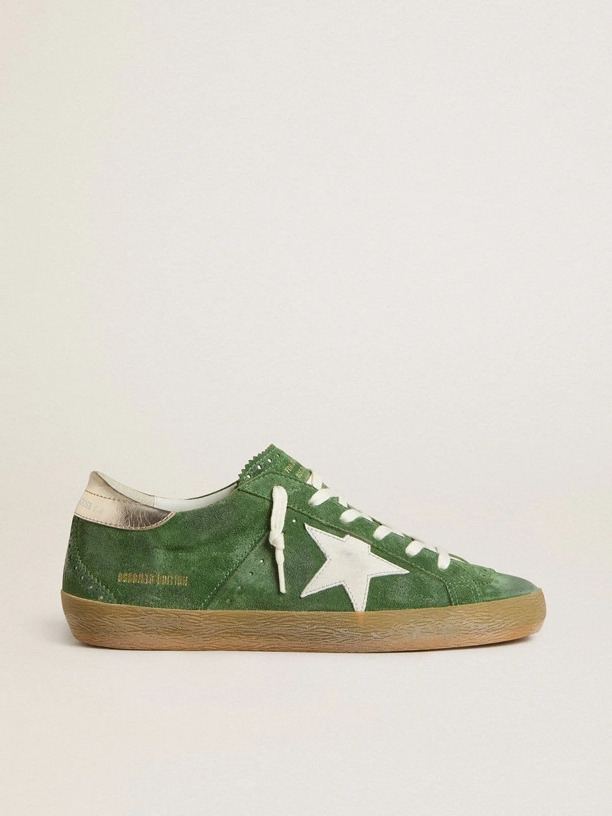 Women's Super-Star in green suede with white star - 1