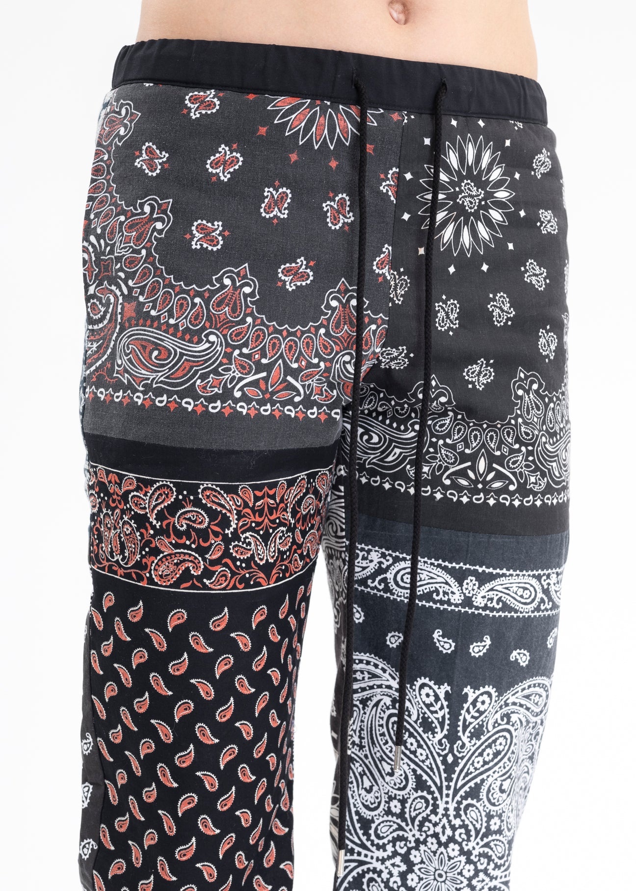 Black BANDANA PATCHWORK PANTS - 4