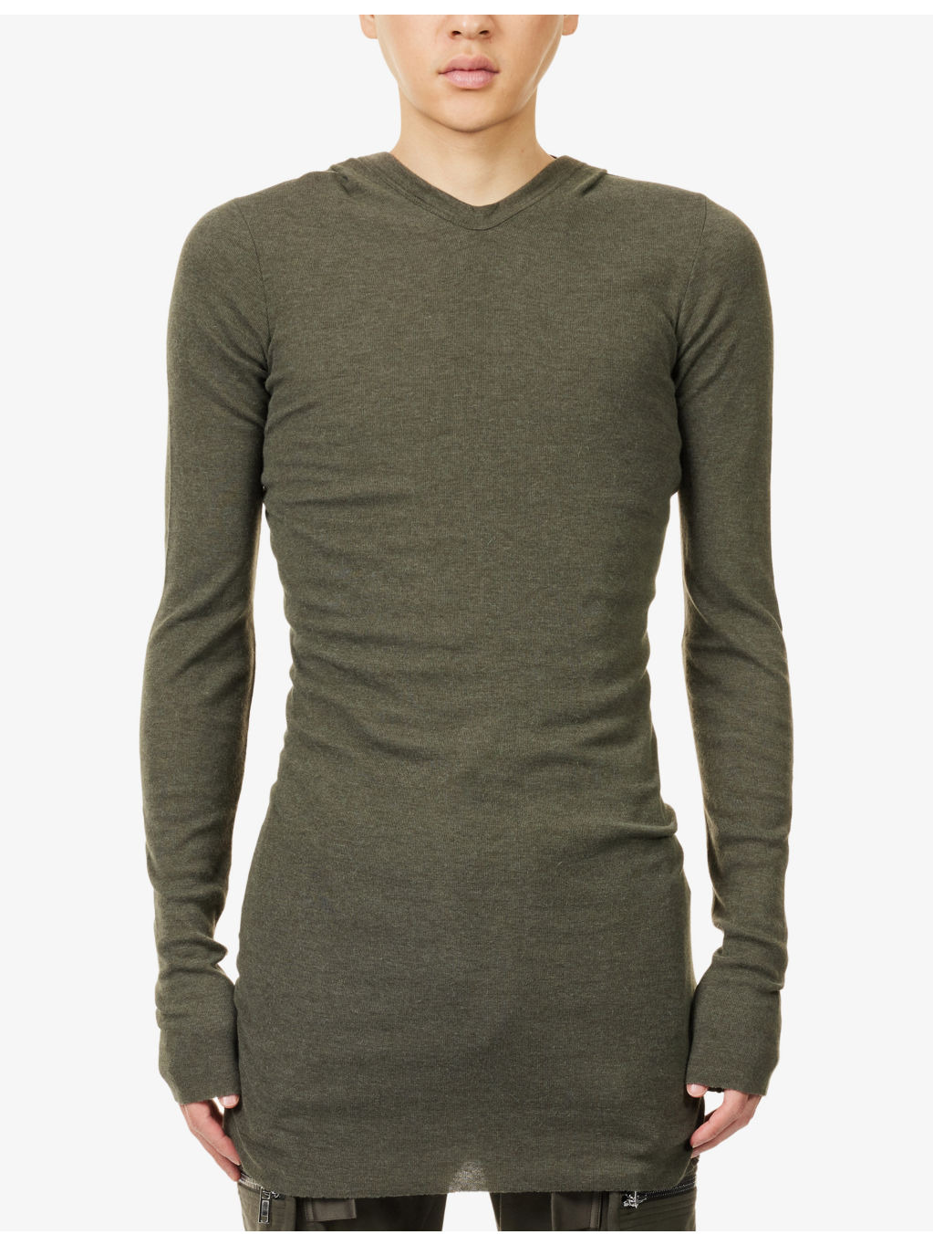 Hooded Ribbed Knitted Hoody - 3