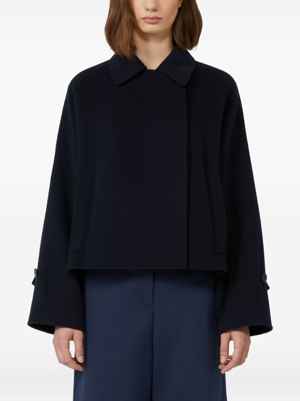 Wool broadcloth cropped coat - 3