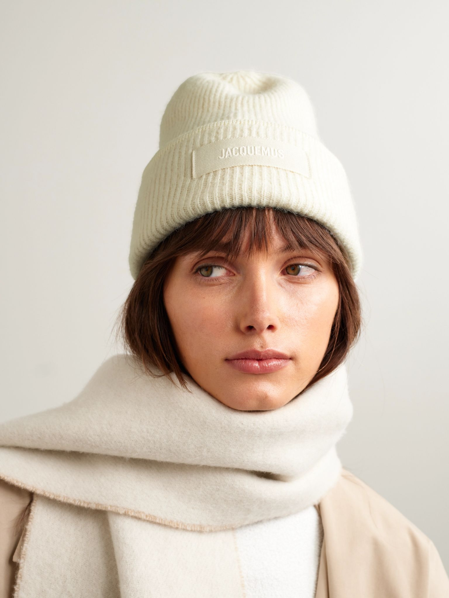 Le Bonnet grosgrain-trimmed ribbed-knit beanie Off-white - 2