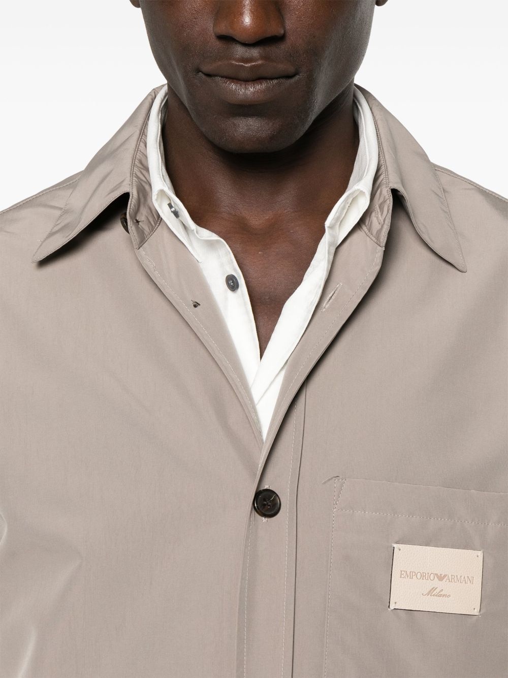 logo-patch shirt jacket - 5