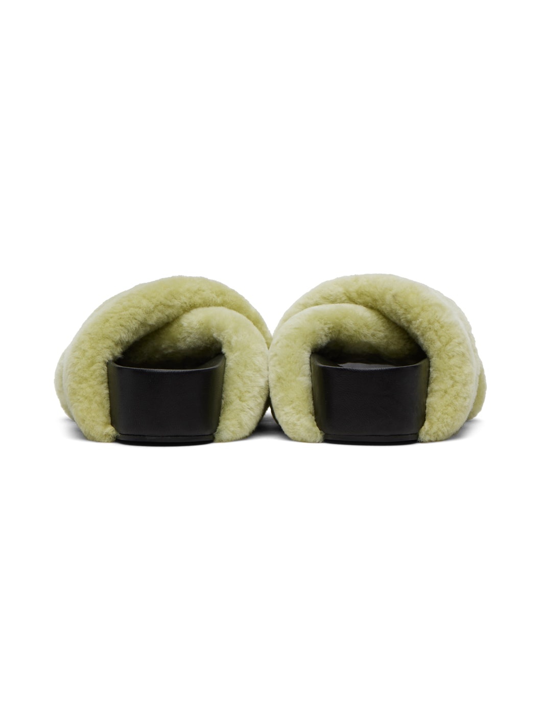Green Shearling Slides - 2
