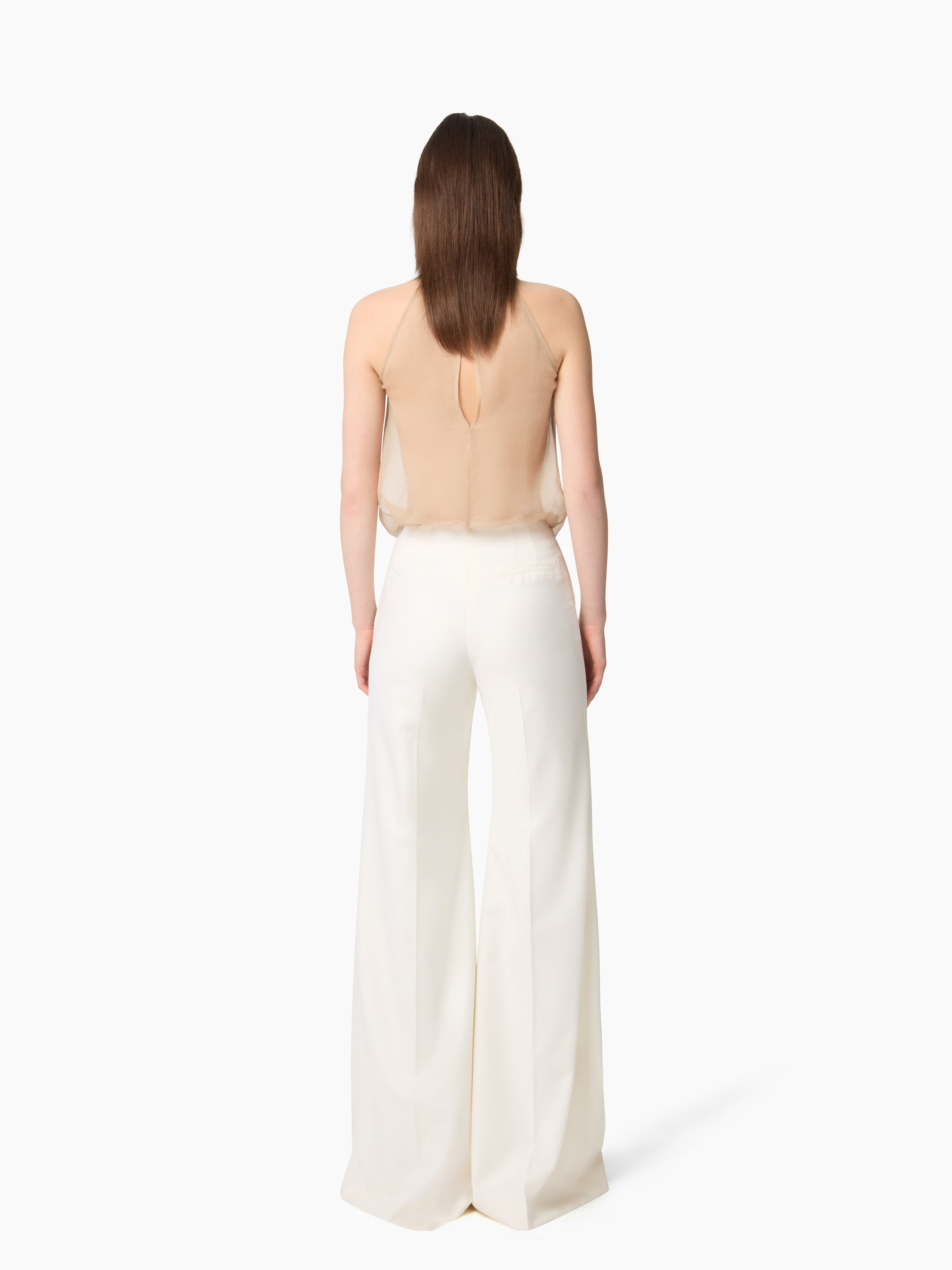 White Flared Wool Pants - 5
