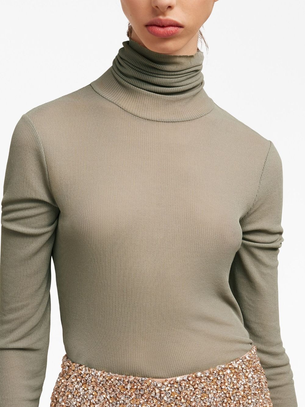 high-neck ribbed-knit jumper - 6