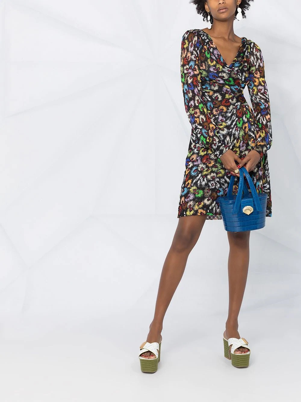 abstract-print wrap dress - 2