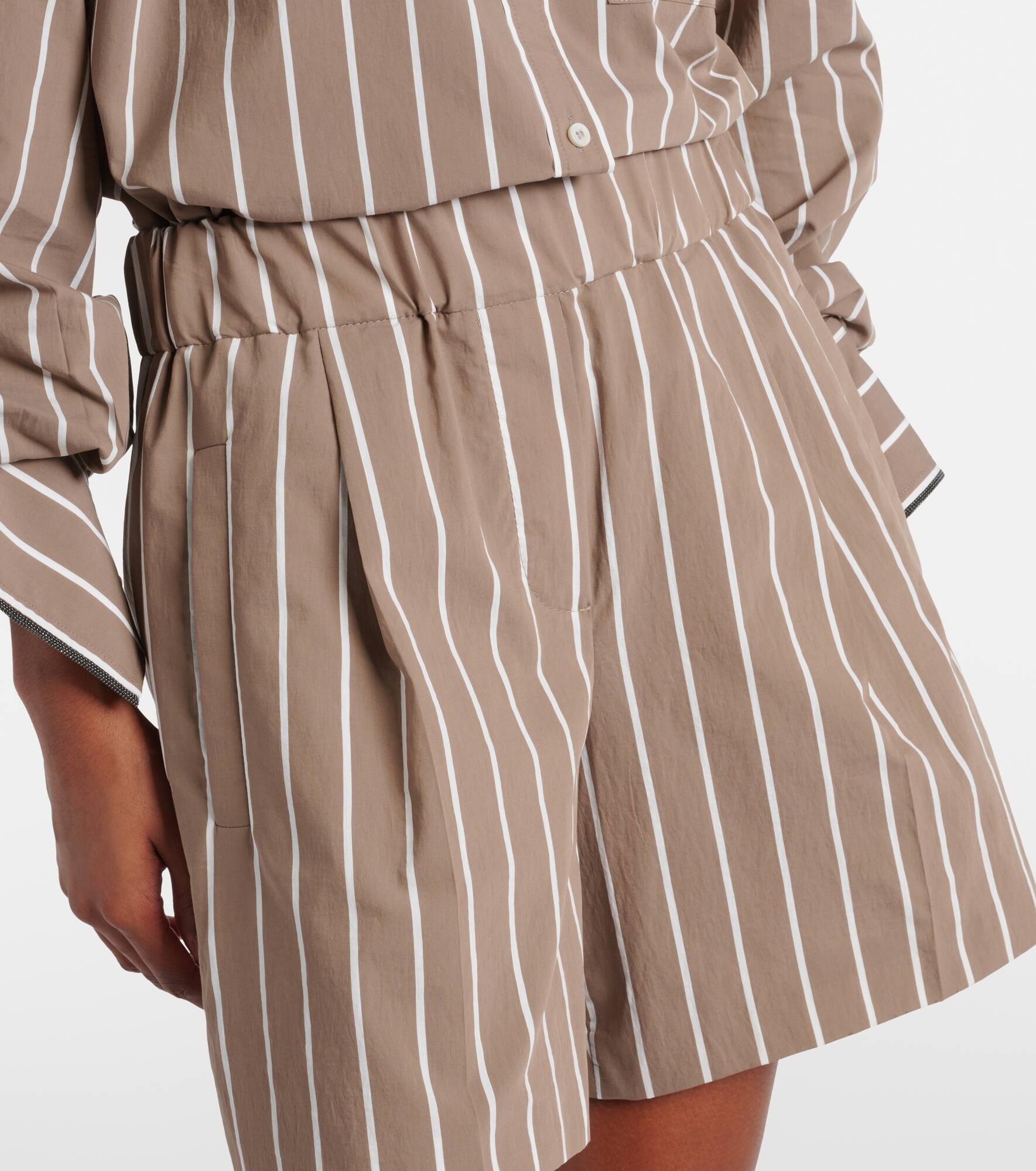 Striped cotton-blend Bermuda shorts - 4