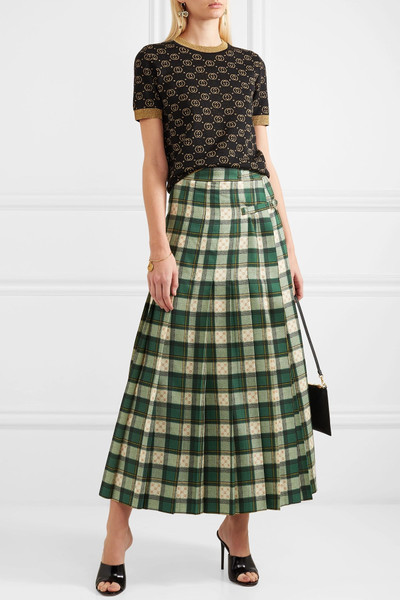 GUCCI Tartan pleated wool-twill wrap skirt outlook