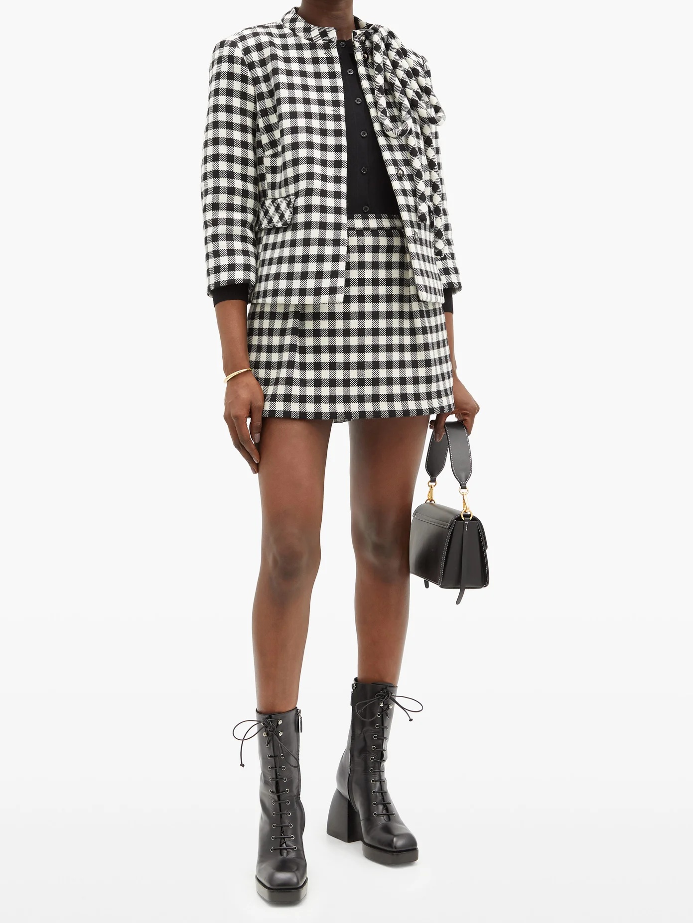 Checked wool-blend skort - 2