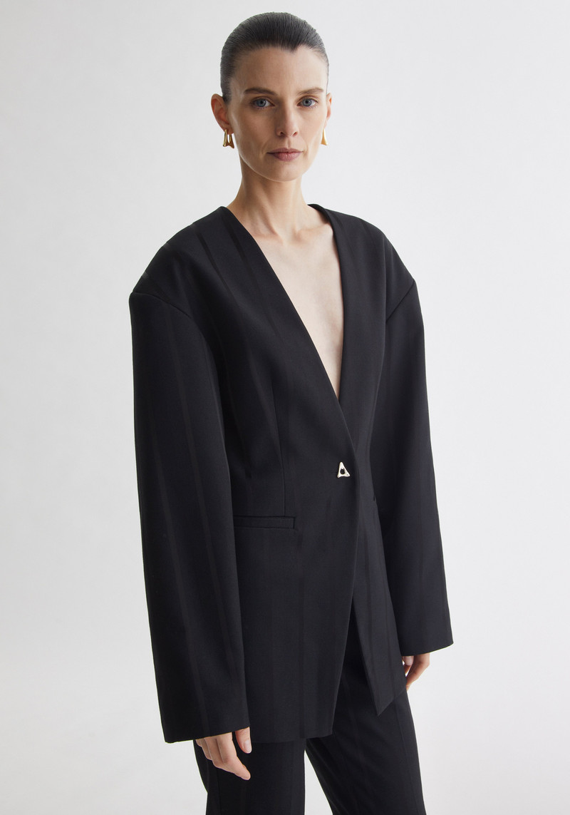 SOMERSET Collarless waisted blazer 3