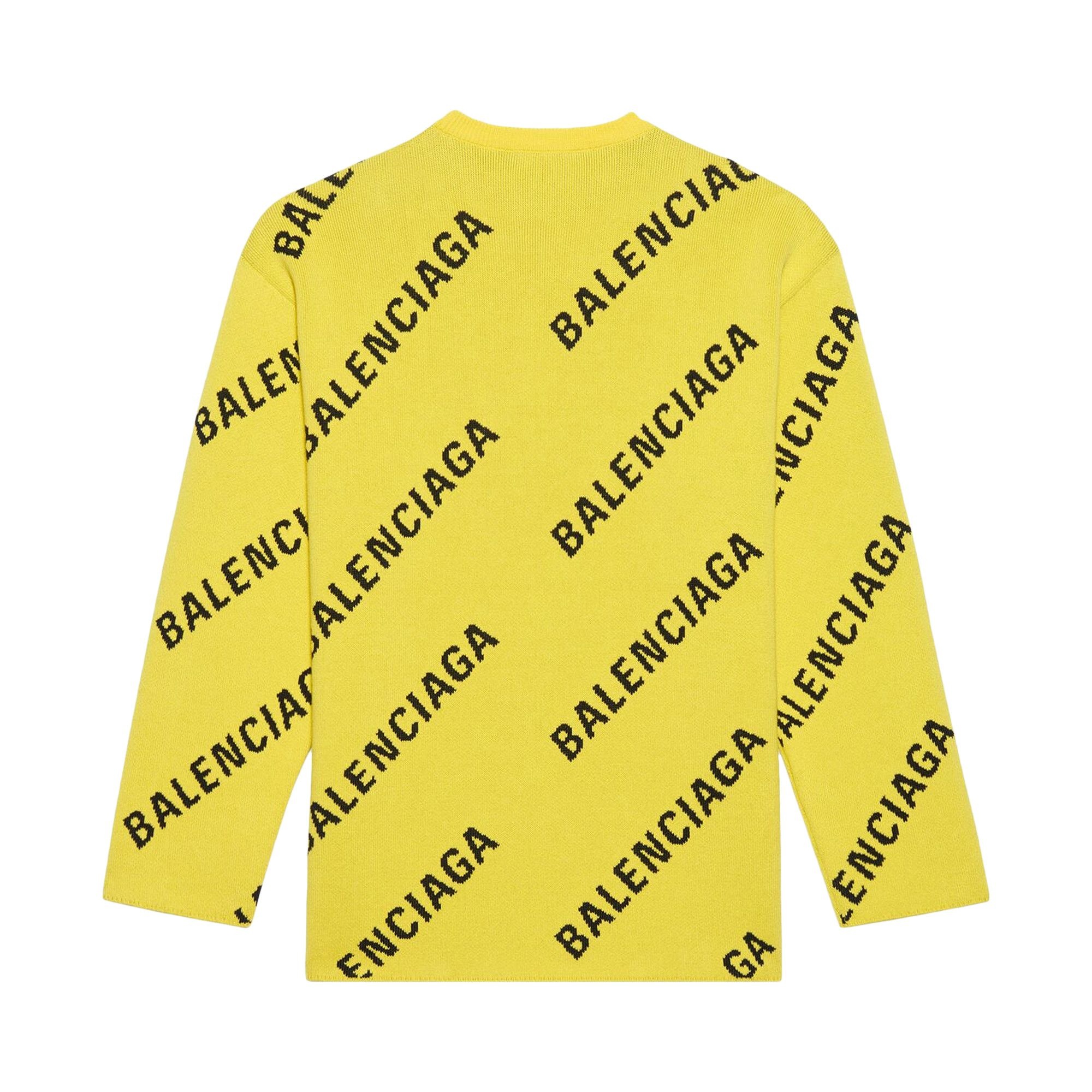 Balenciaga Allover Logo Crewneck 'Yellow/Black' - 2