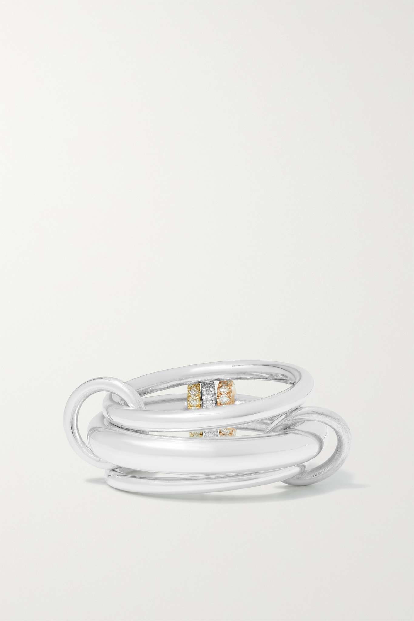 Gemini set of three 18-karat white, yellow and rose gold diamond rings - 3