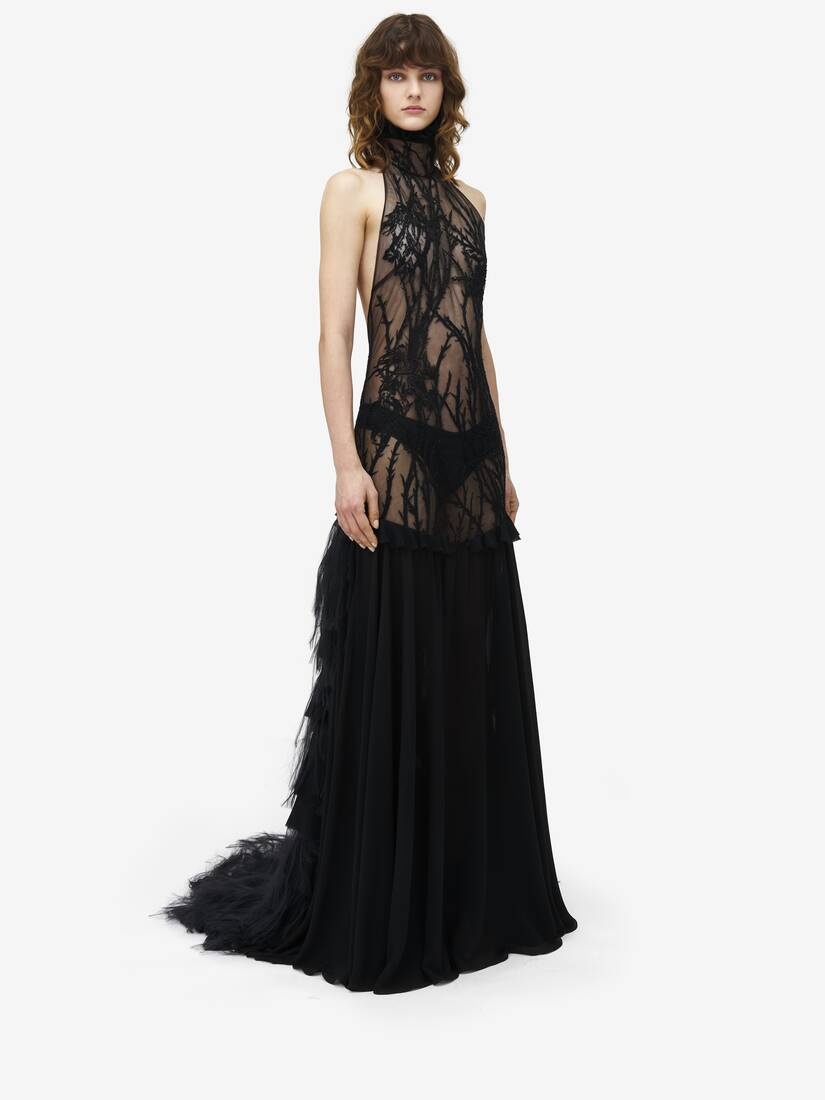 Hawthorn Branch Embroidery Evening Dress - 2