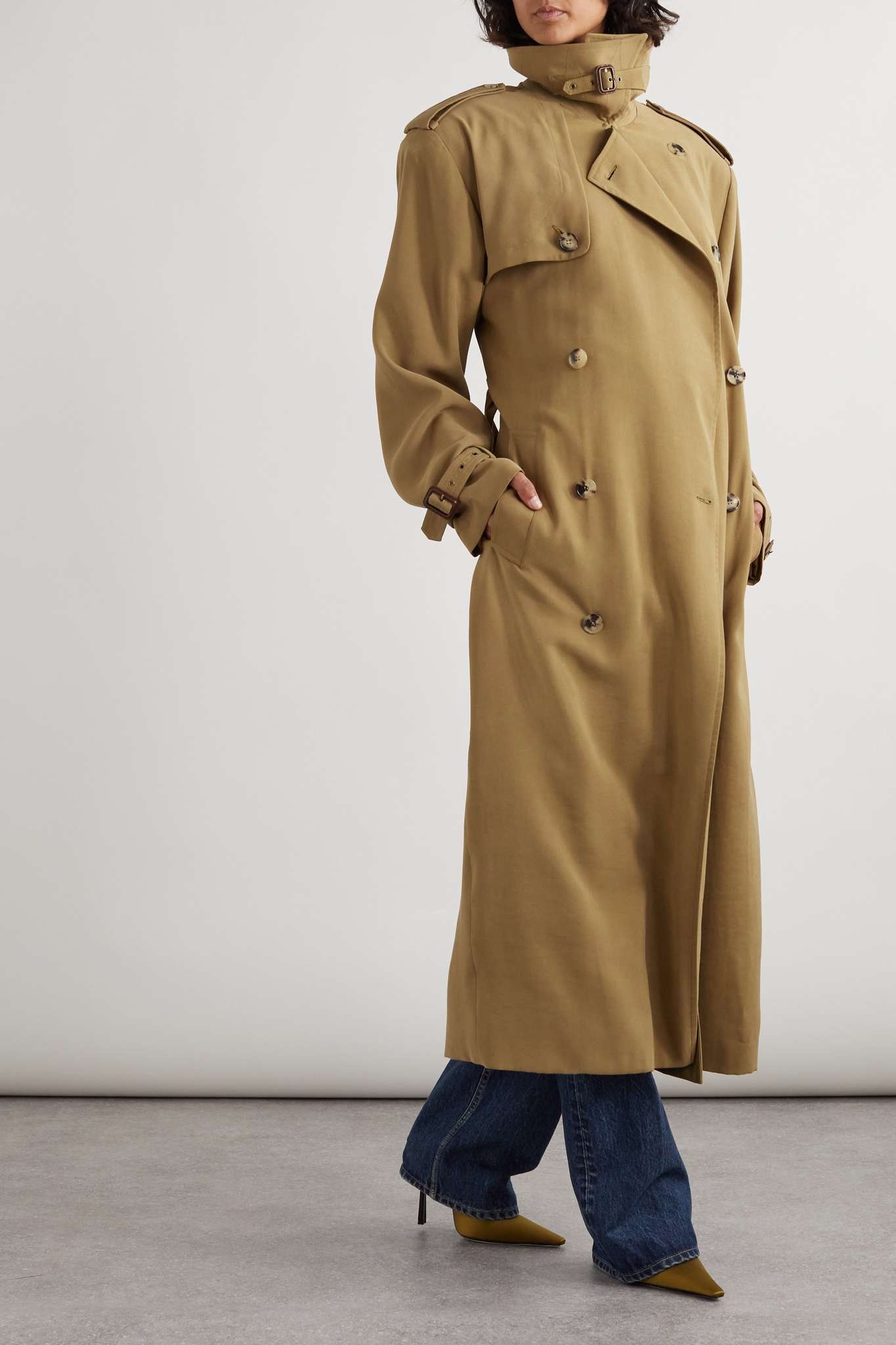 Double-breasted belted twill trench coat - 2
