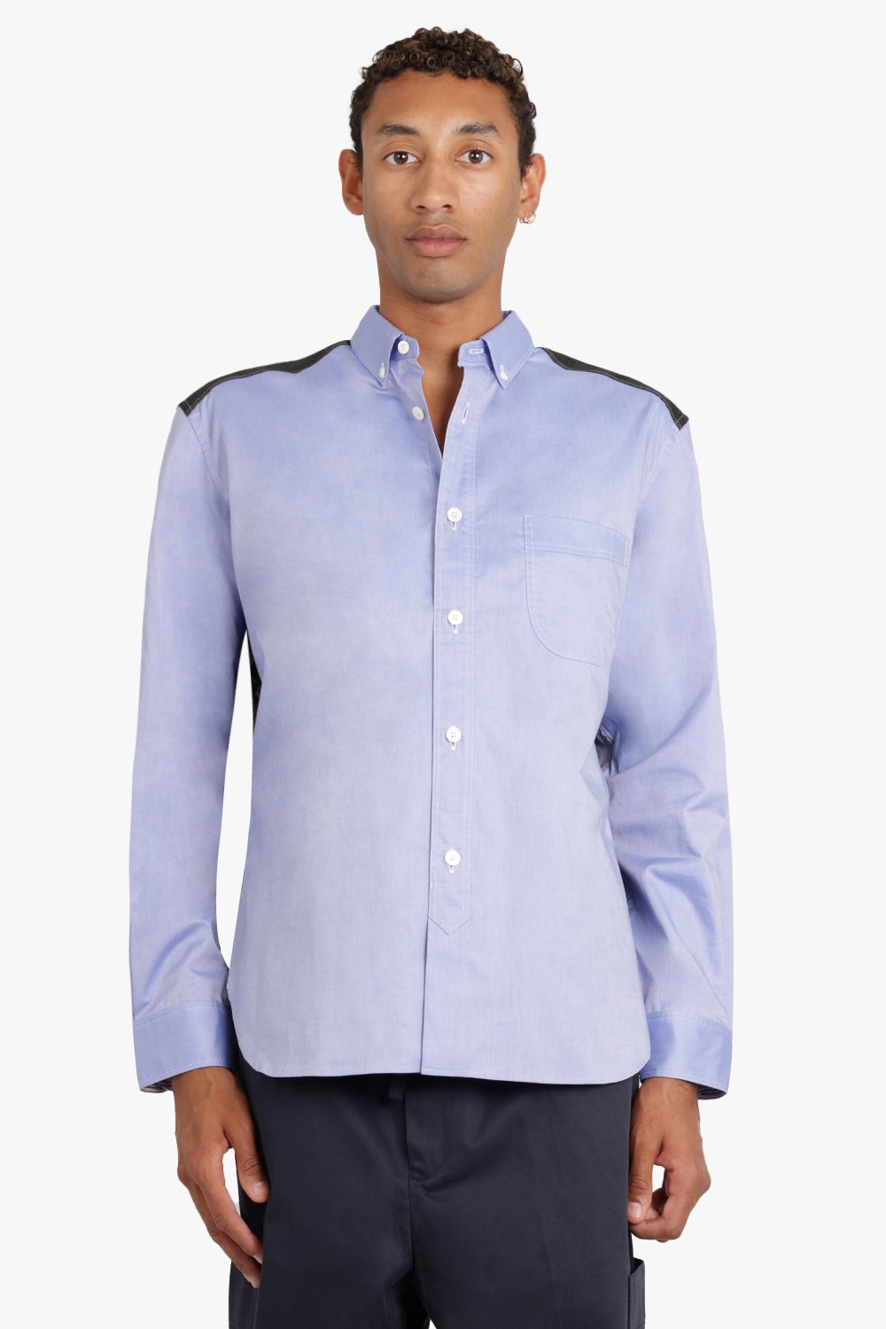 COTTON TWILL NYLON RIP STOP SHIRT | SAX/BLACK - 3