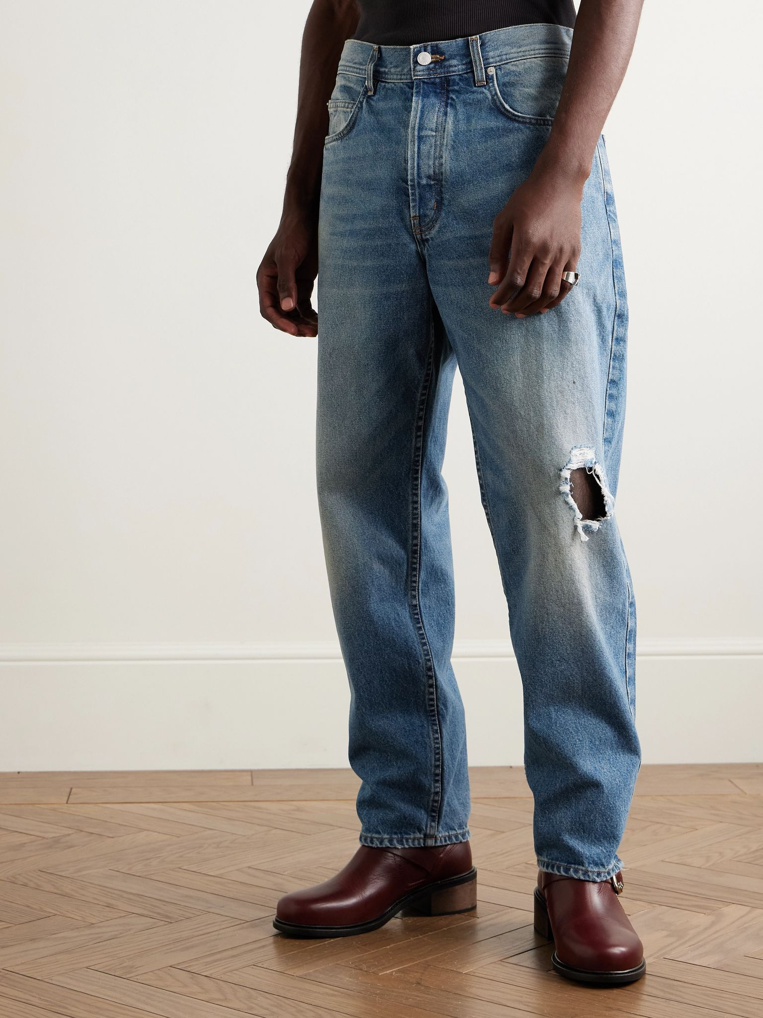 Tapered Distressed Jeans Blue - 3