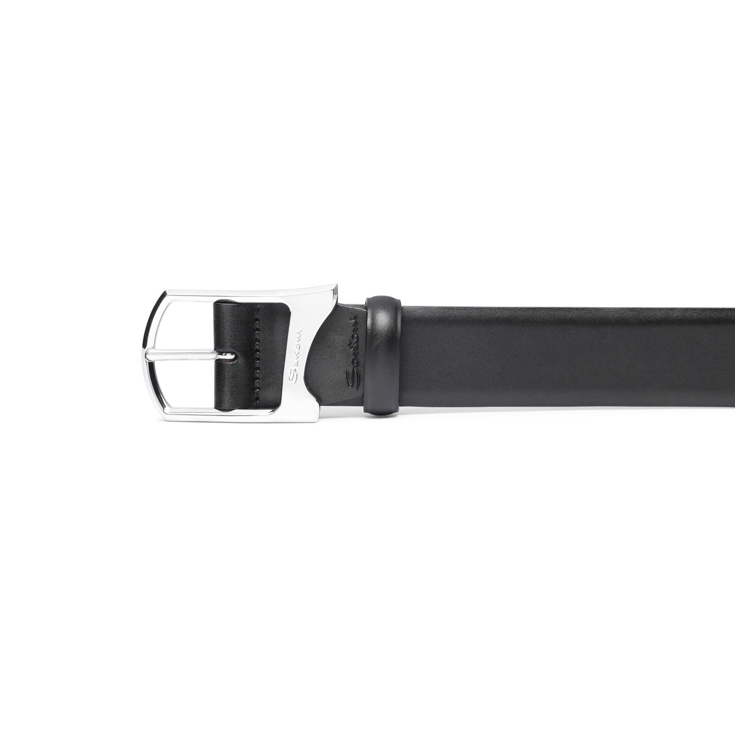 Men's green leather adjustable belt - 2