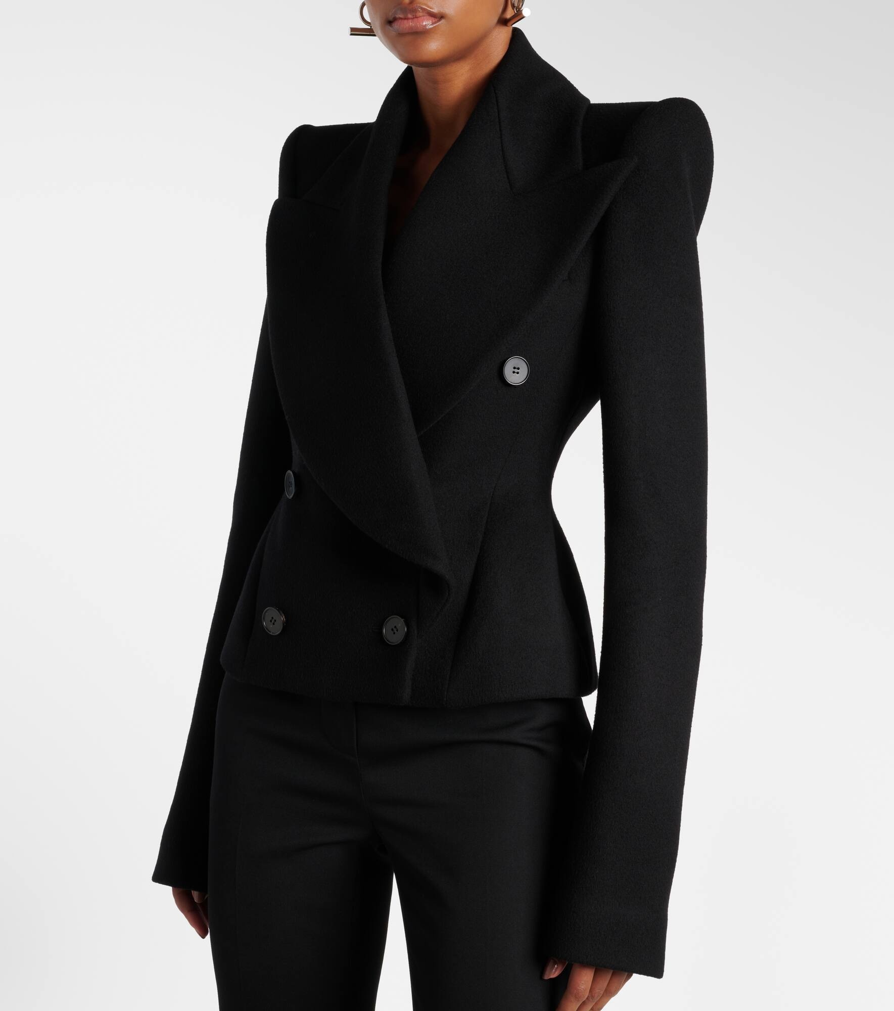 Double-breasted wool and cashmere blazer - 6