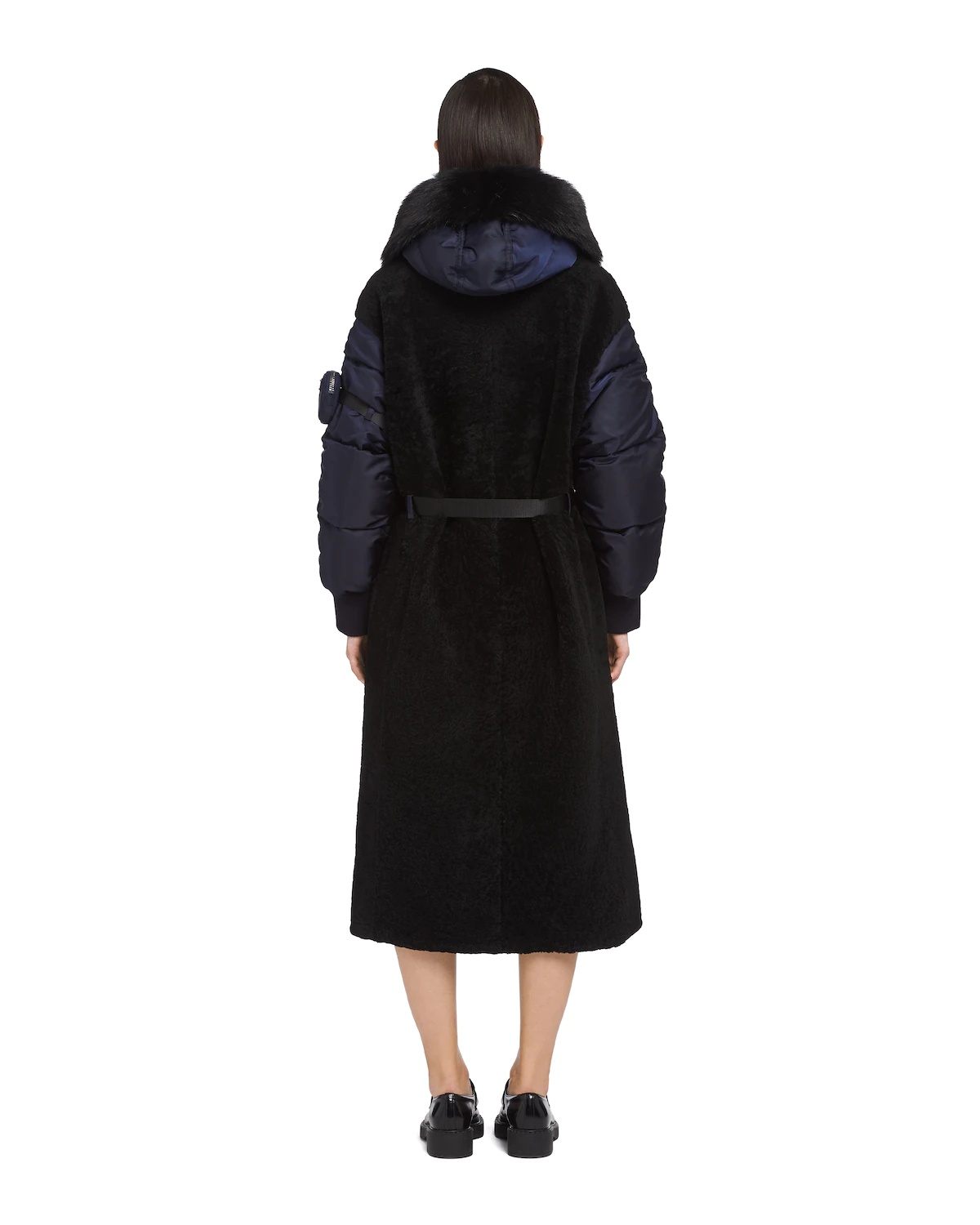 Shearling and Re-Nylon coat - 4