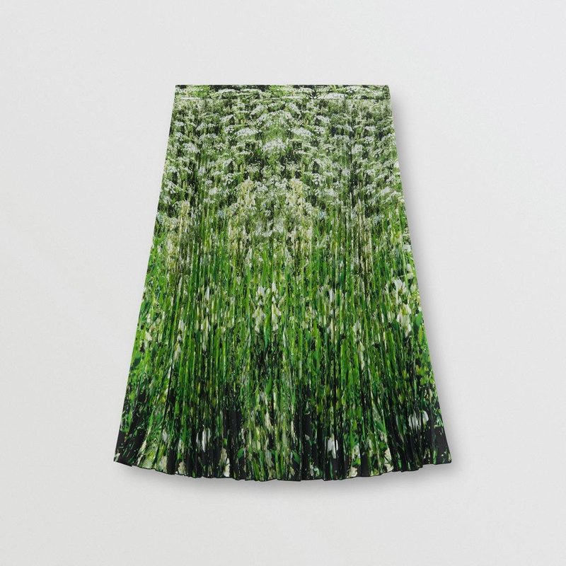 Meadow Print Crepe De Chine Pleated Skirt 1