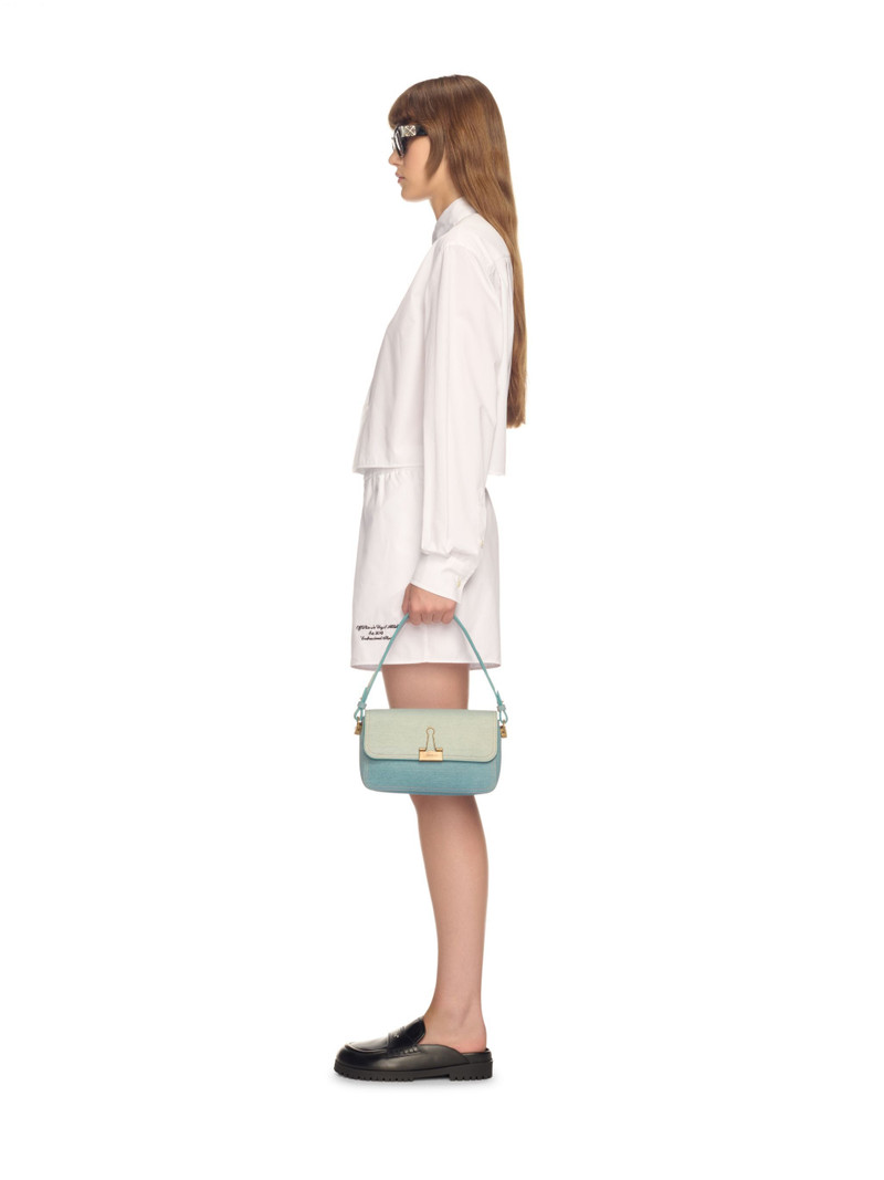 Off-White Light Blue Denim Leather Binder Shoulder Bag outlook