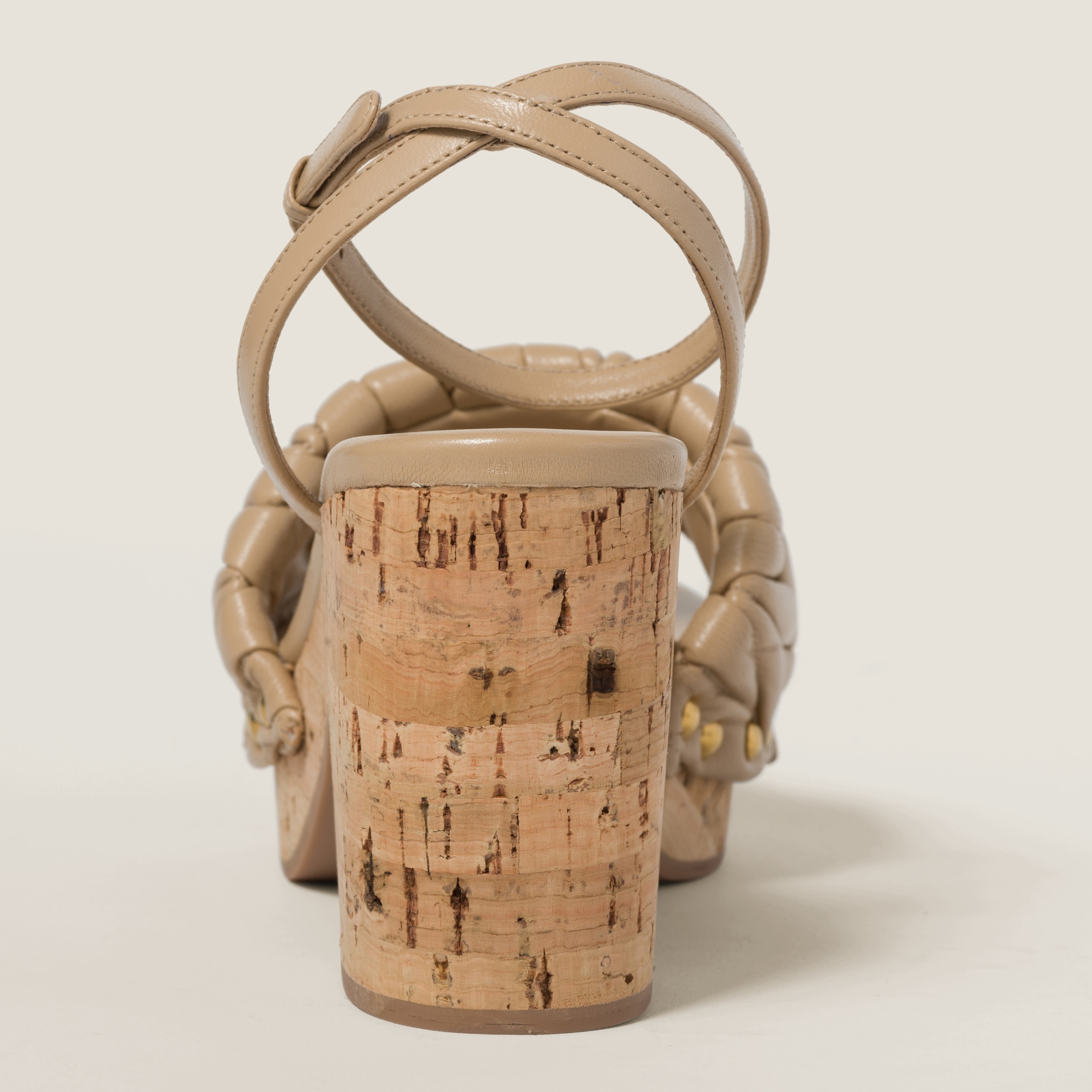 Matelassé nappa leather cork heel sandals - 3