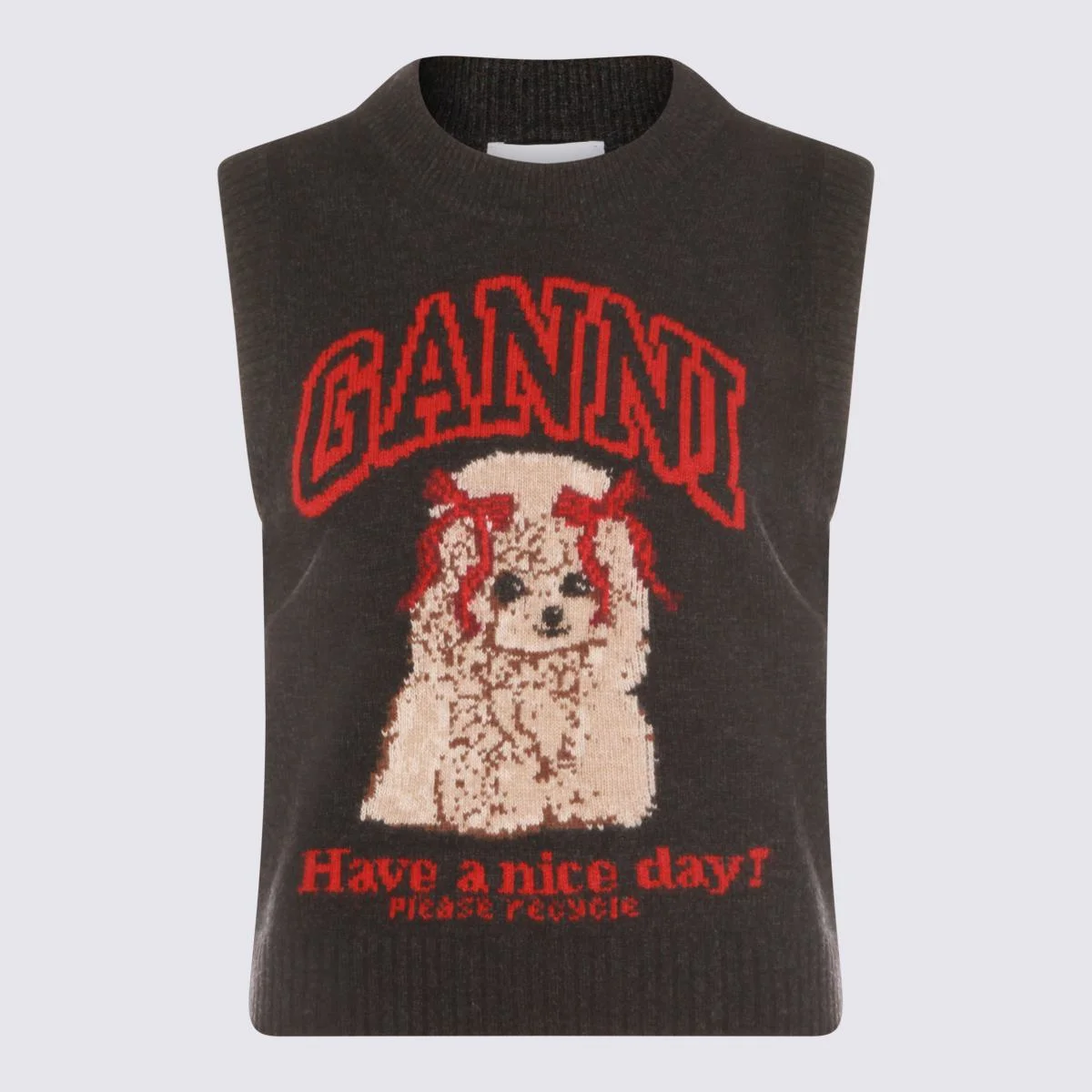 Ganni Black Sand Wool Blend Knitwear - 1