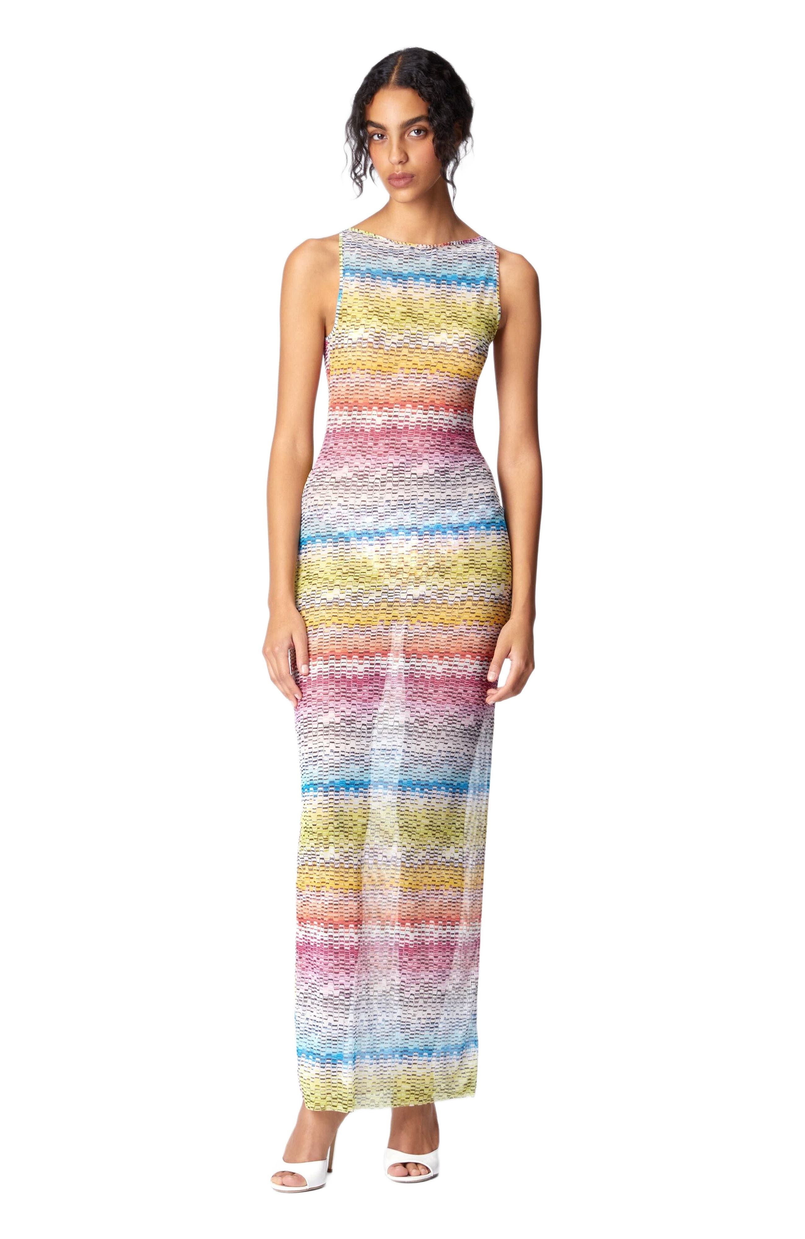 Missoni Long Sleeveless Dress In Printed Tulle in Multicoloured 1 at Nordstrom - 3