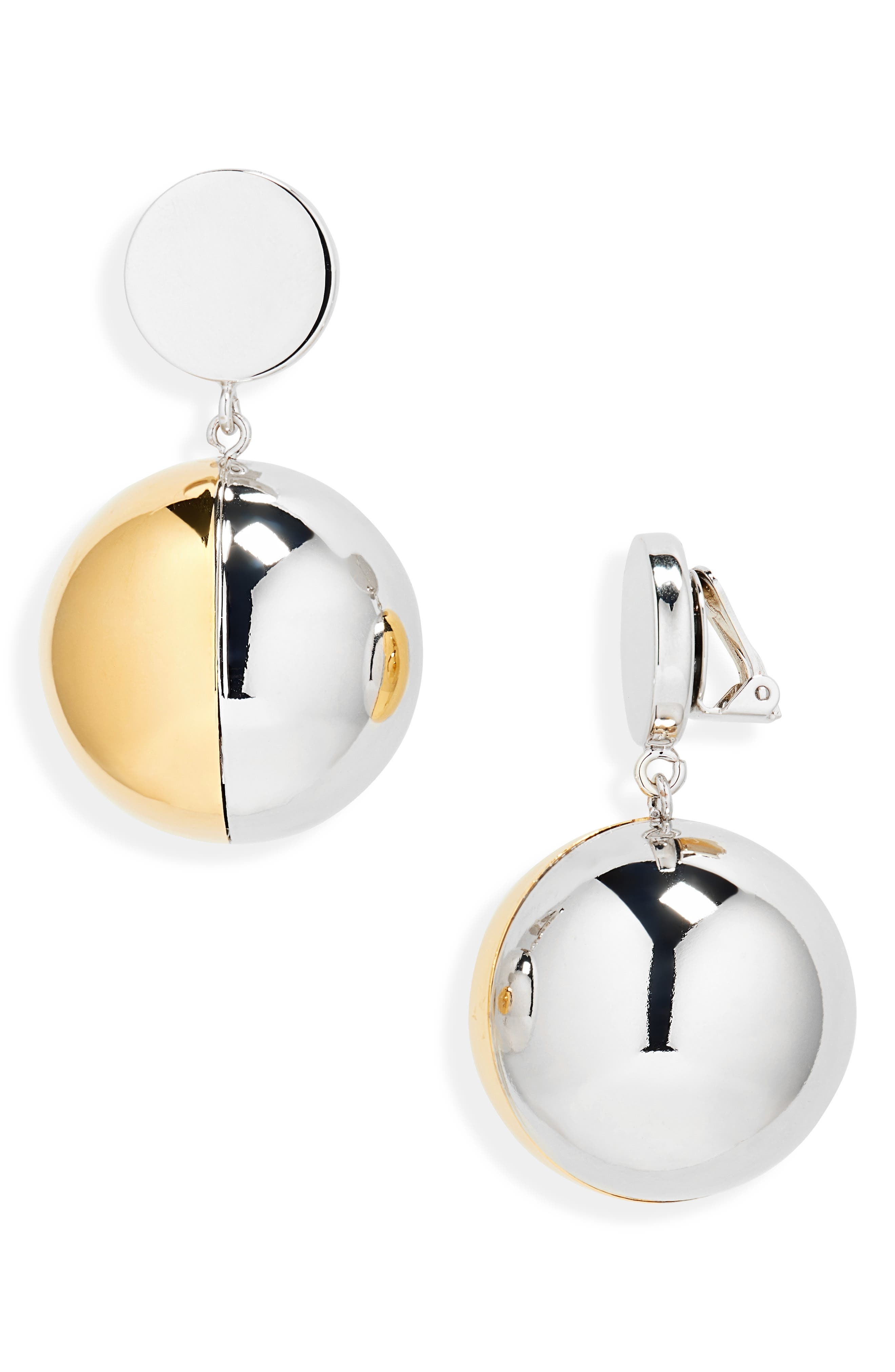 Rabanne Two-Tone Ball Clip-On Earrings in Gold /Transparent at Nordstrom - 1