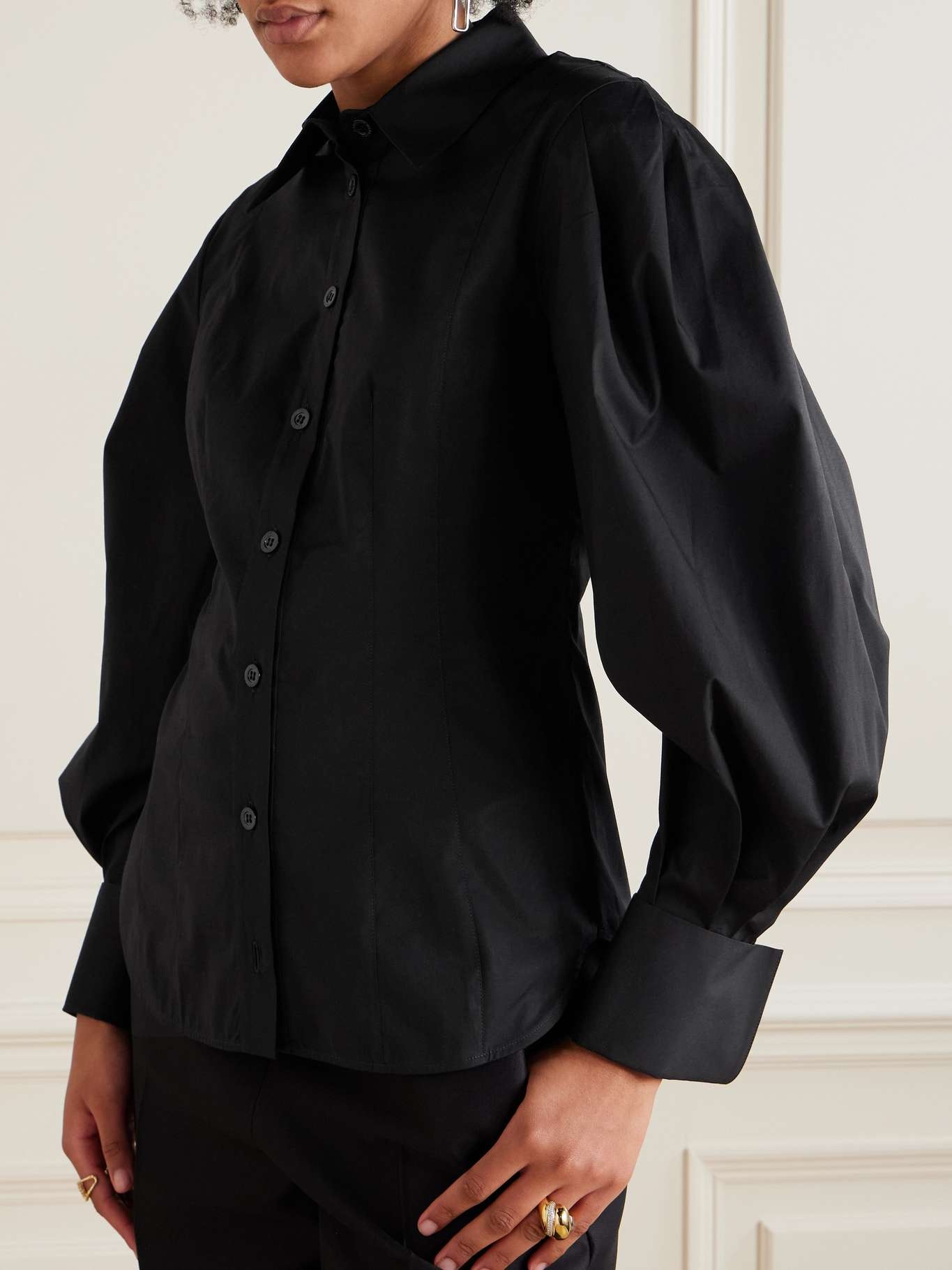Cotton-blend poplin shirt Black - 3