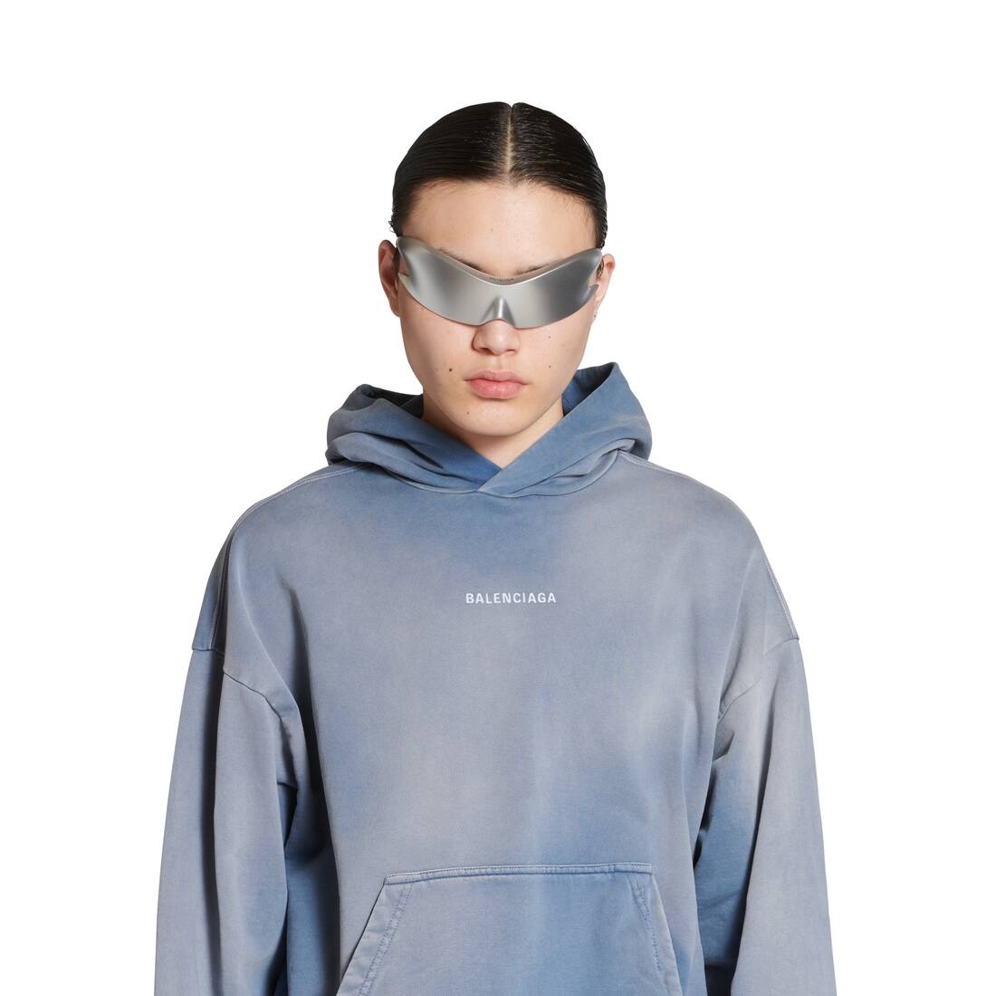 Balenciaga Back Hoodie Medium Fit in Faded Blue - 5