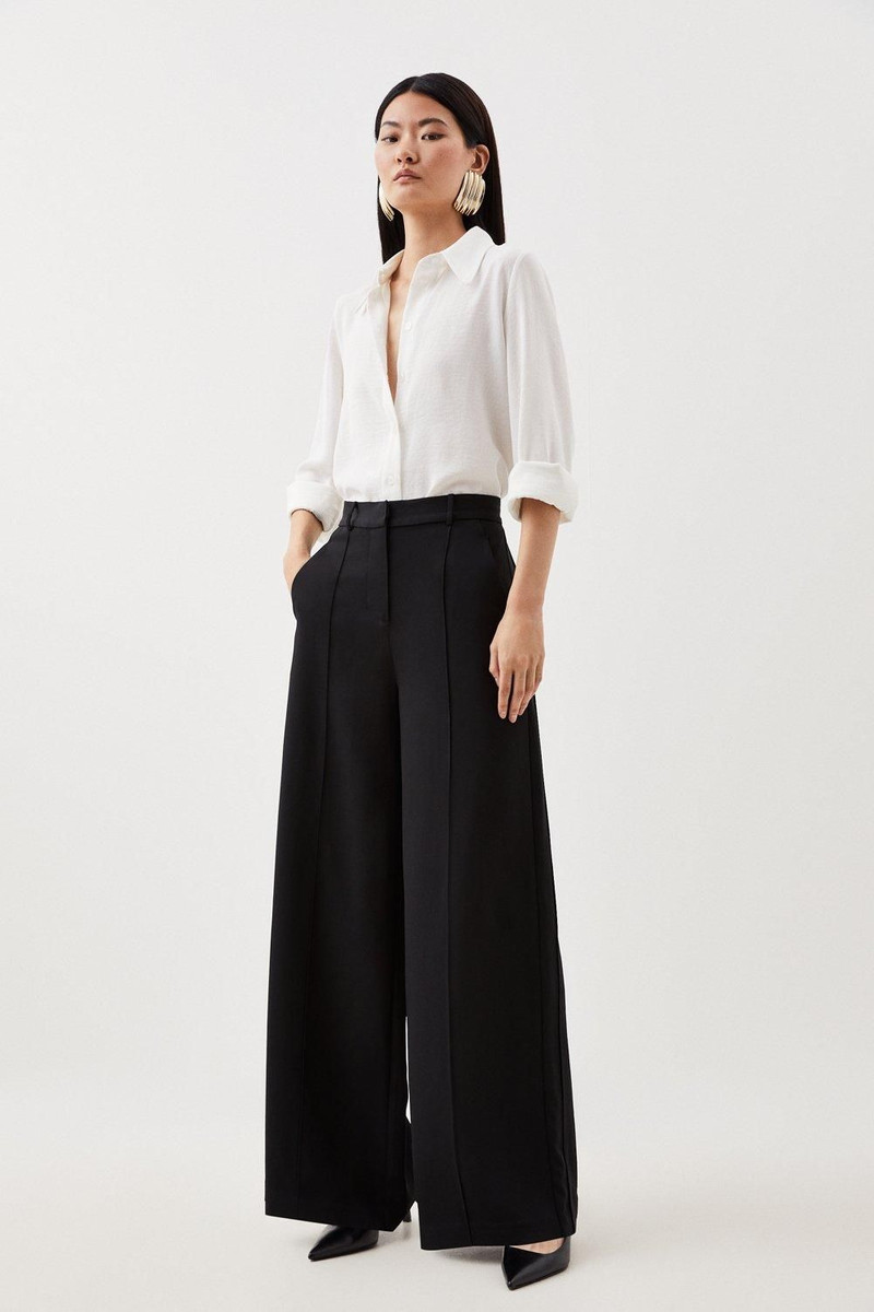 Premium Woven Viscose Crepe Wide Leg Trouser 1