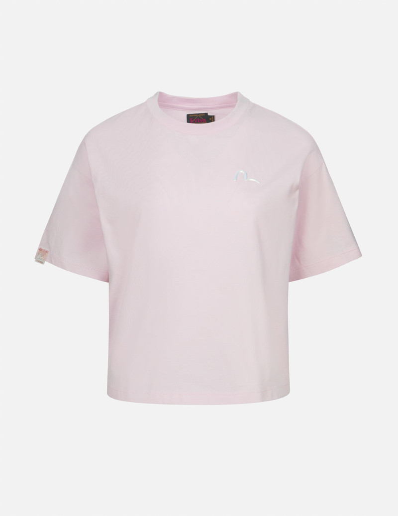 EVISU CHERRY BLOSSOM AND FESTIVAL-THEMED DARUMA CROPPED T-SHIRT outlook