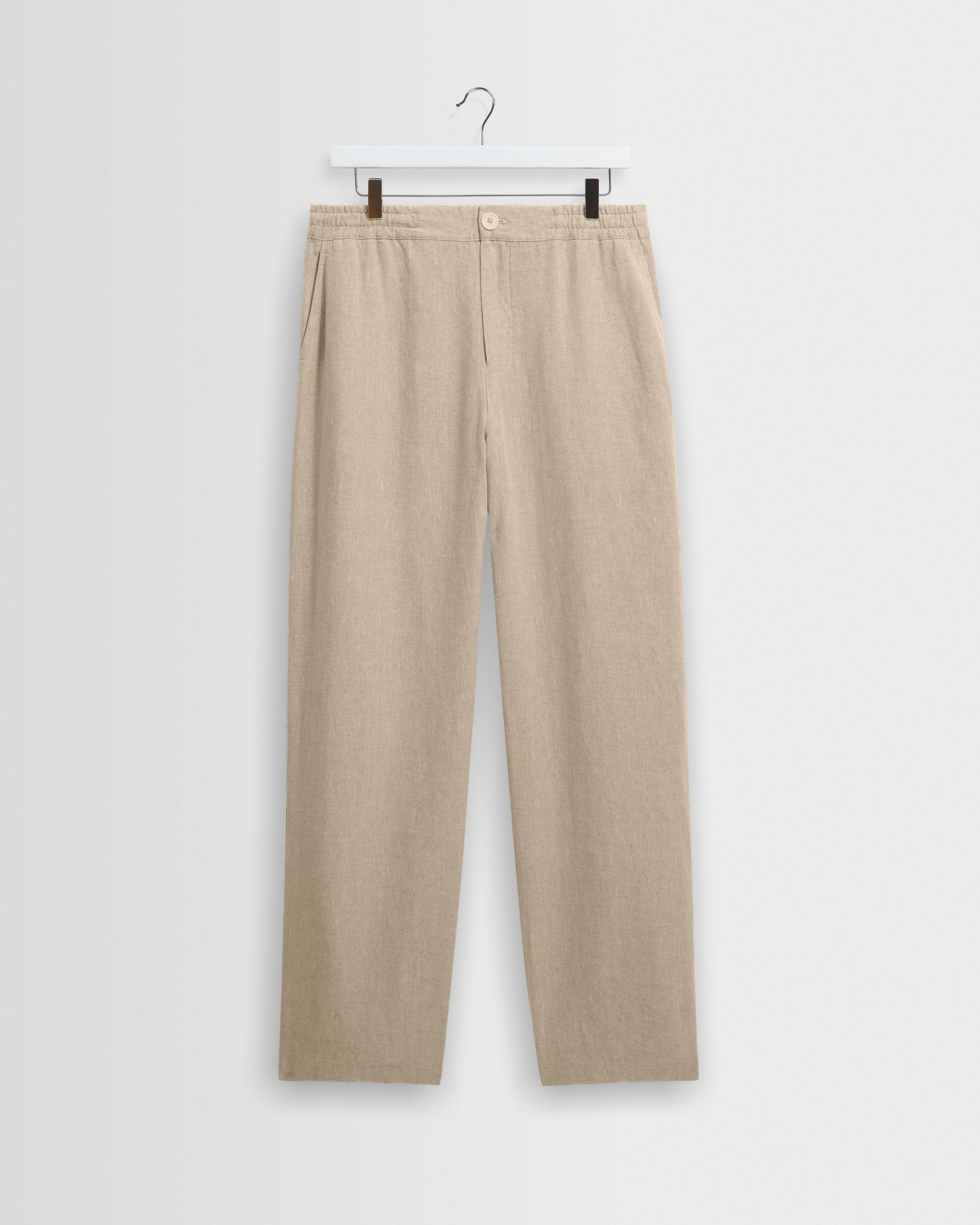 Glencoe - Beige Washed Linen Loose Fit Trousers - 1
