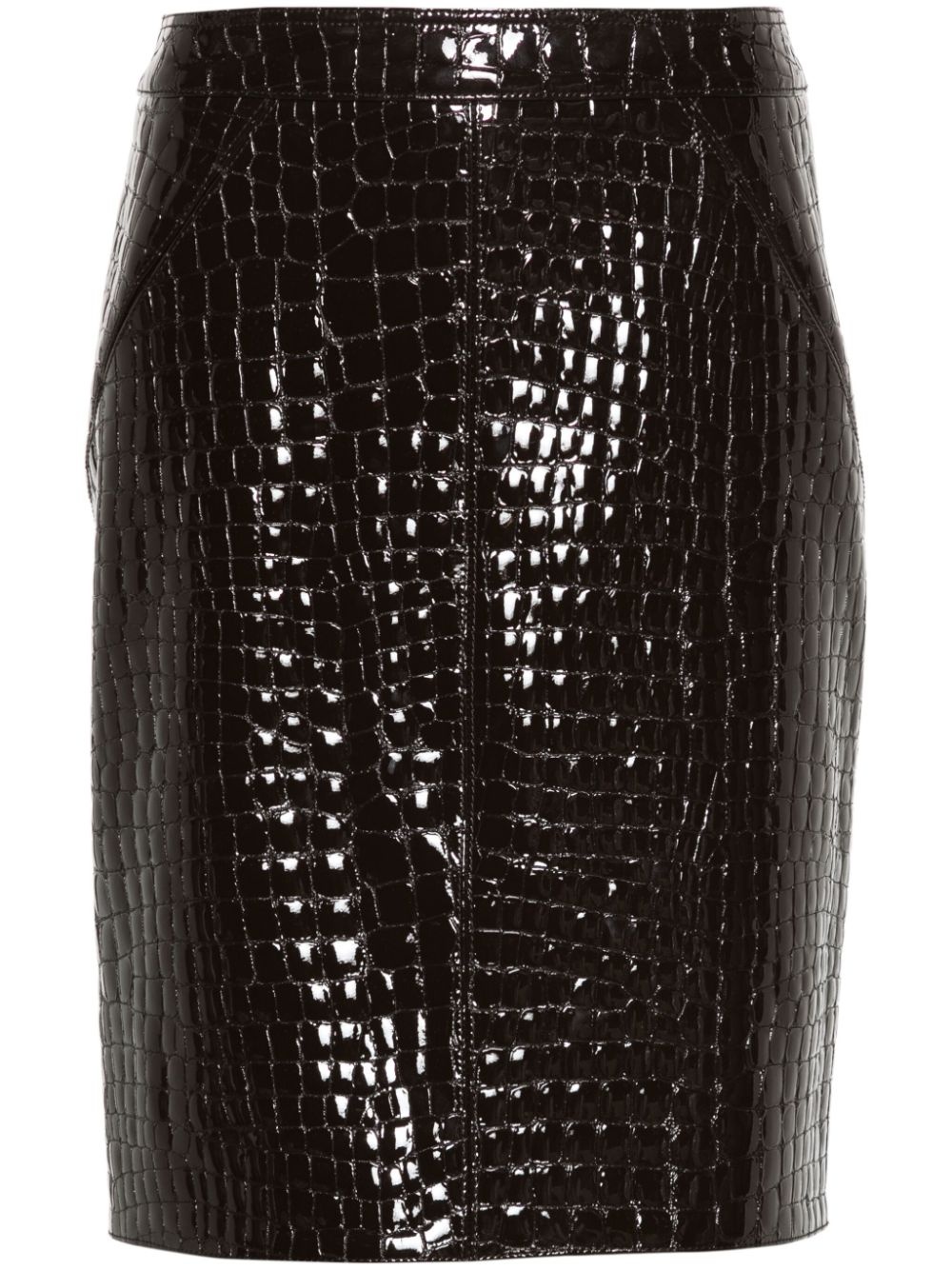 crocodile-embossed leather skirt - 1