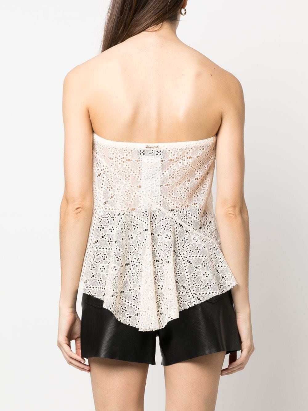 broderie-anglaise draped strapless top - 4