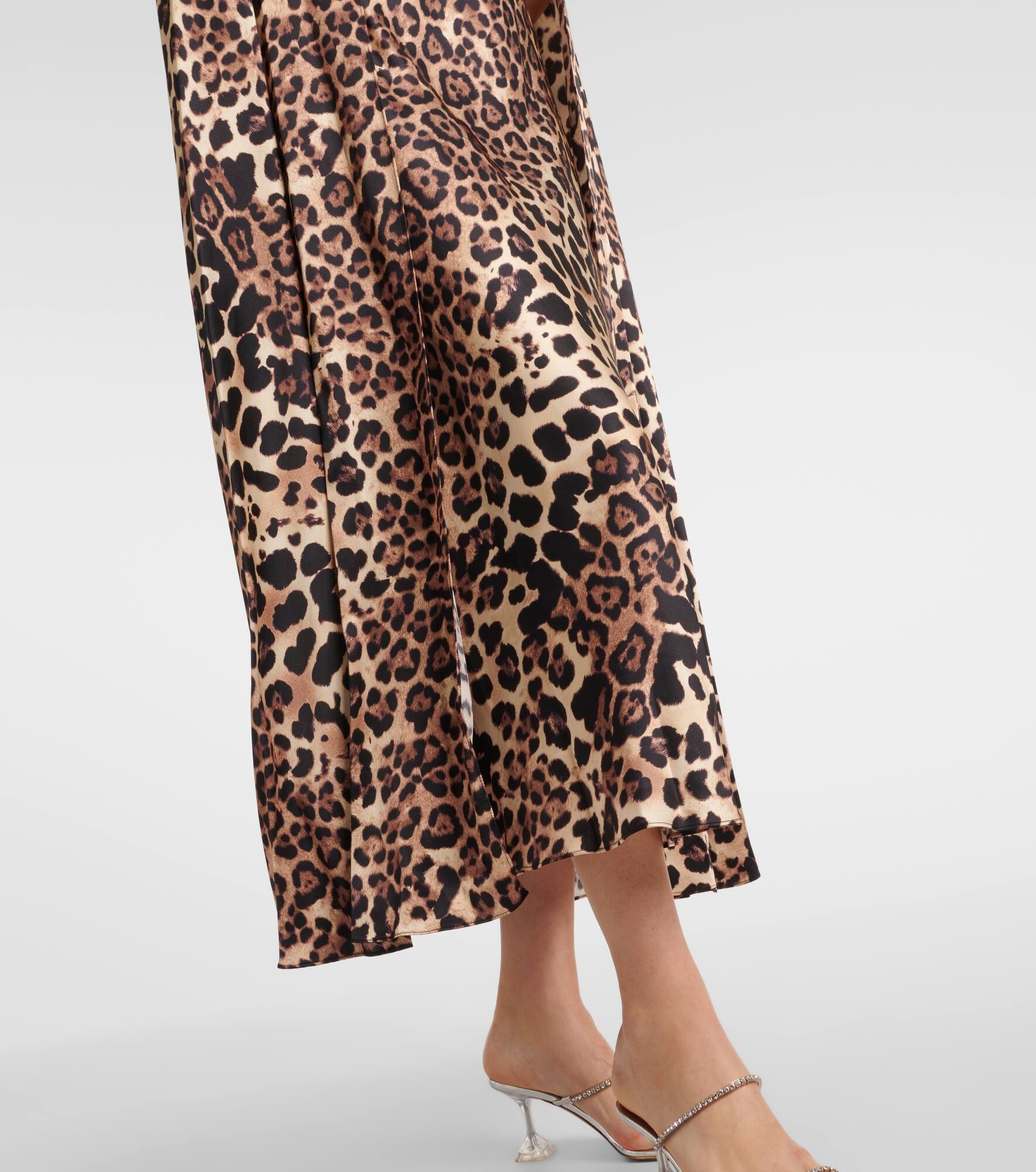 Leopard-print caped silk charmeuse gown - 5