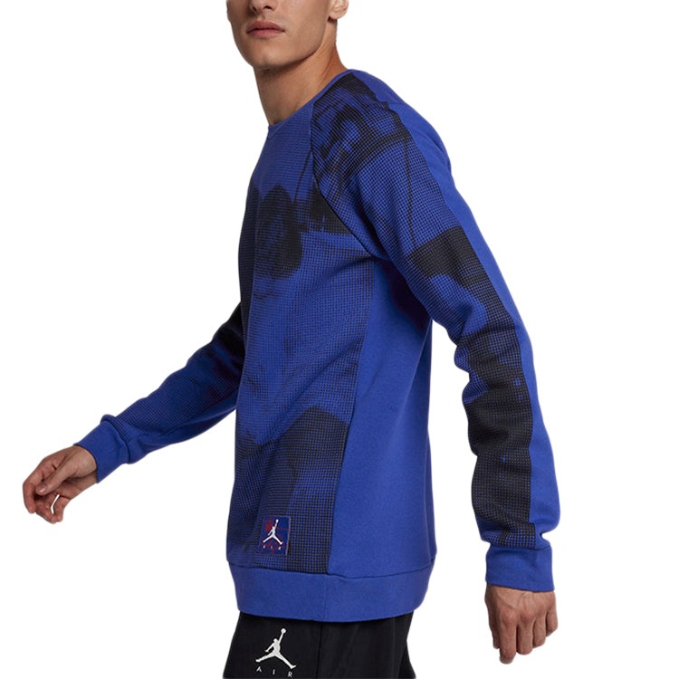 Air Jordan Fleece Printing Round Neck Blue BQ1384-423 - 6